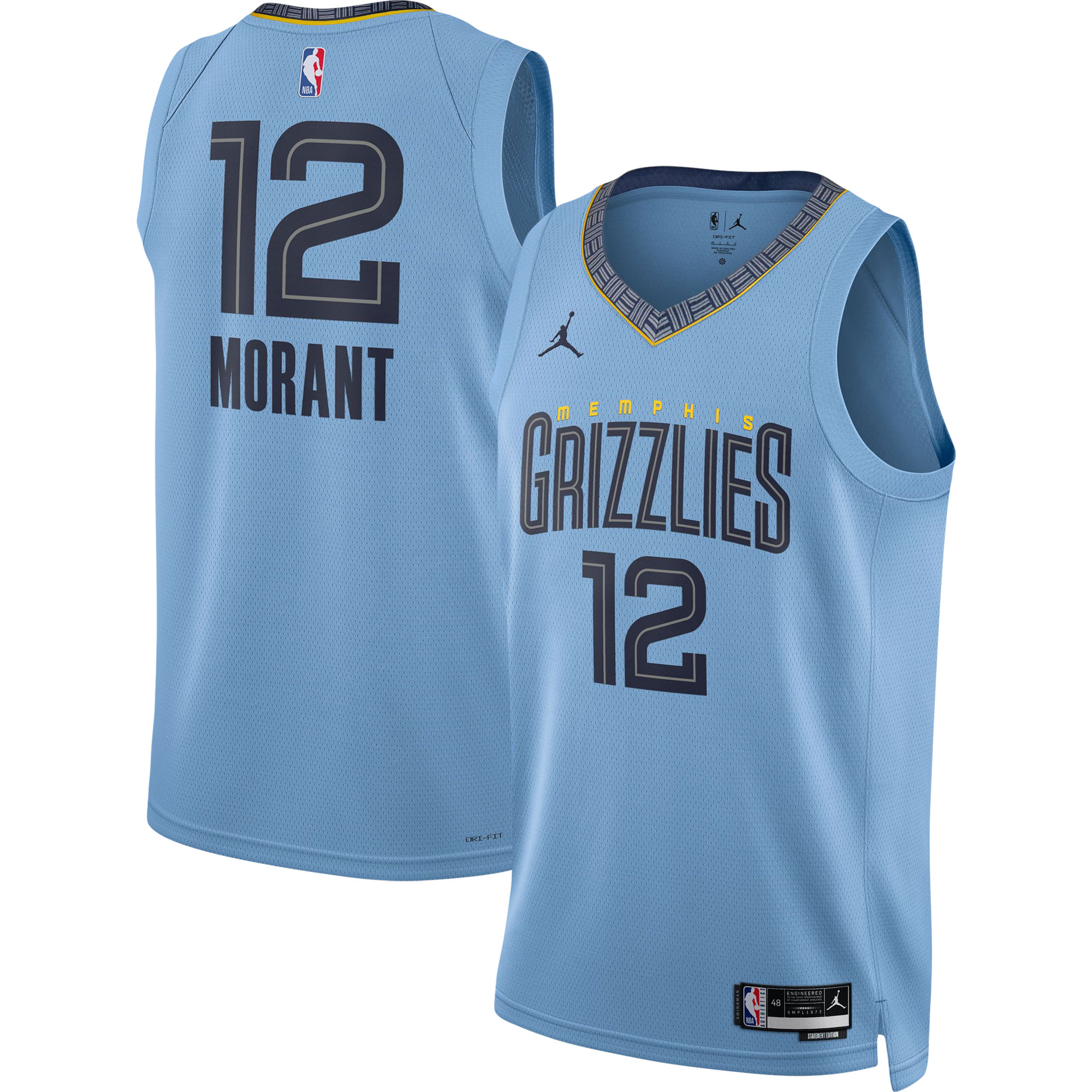 Ja Morant Memphis Grizzlies Jordans Brand Unisex Swingman Jersey - Statement Edition - Light Blue - vstockx