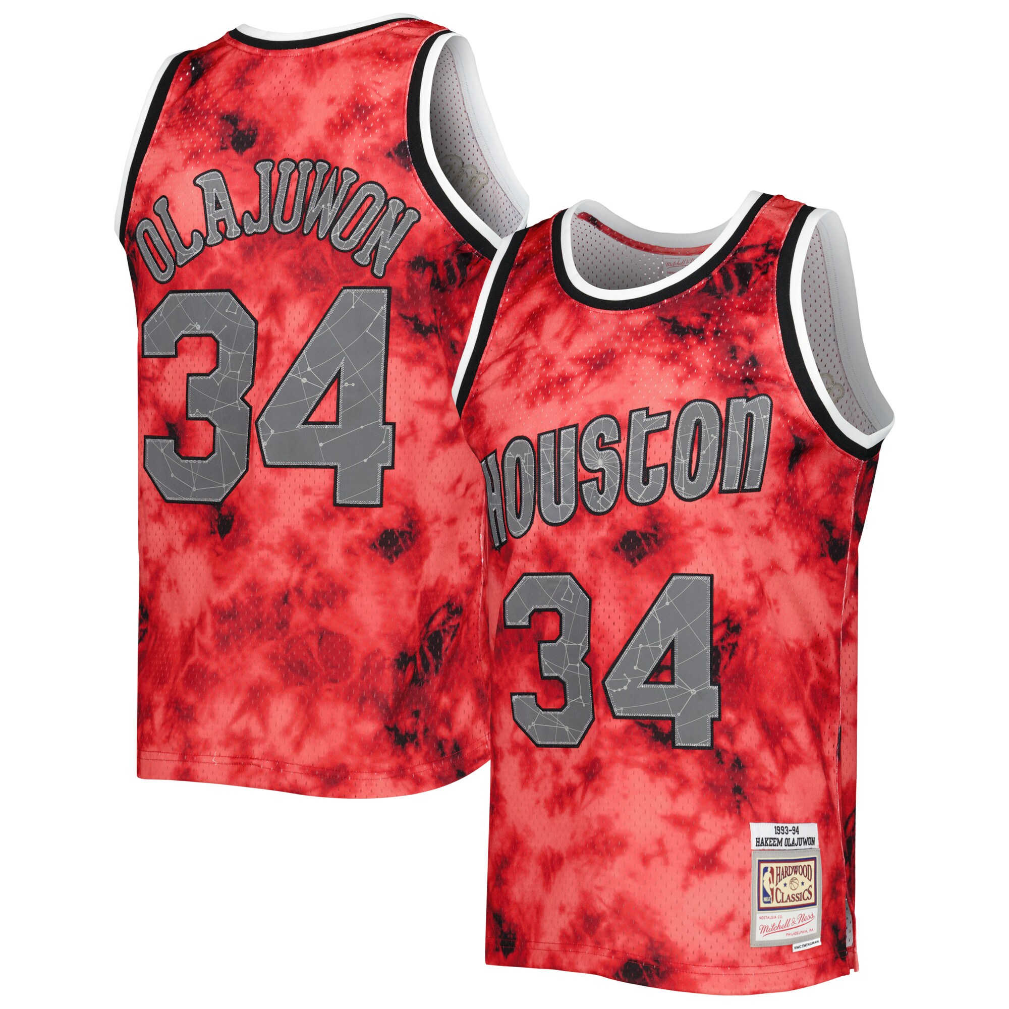 Hakeem Olajuwon Houston Rockets Mitchell & Ness 1993/94 Galaxy Swingman Jersey - Red - vstockx
