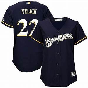 Womens Milwaukee Brewers Christian Yelich Cool Base Replica Jersey Navy - vstockx
