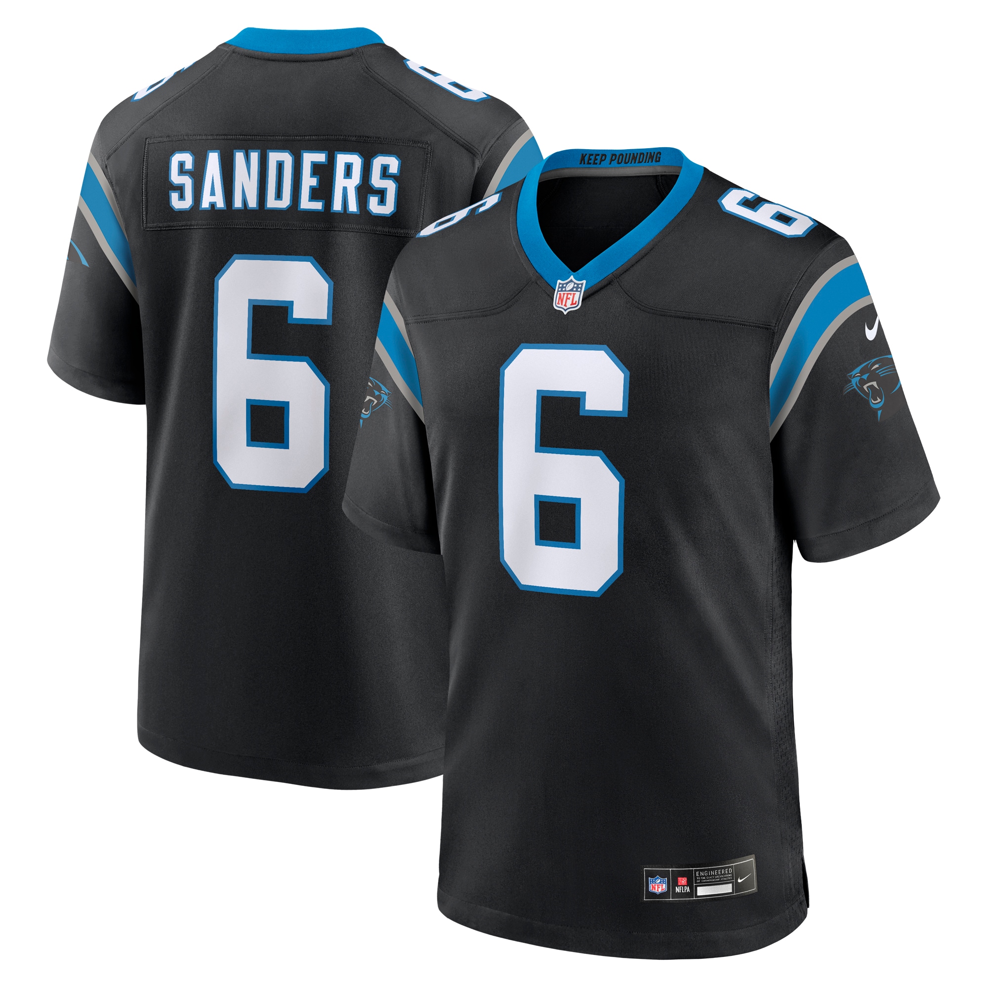 Miles Sanders Carolina Panthers Nike Game Player Jersey - Black - vstockx