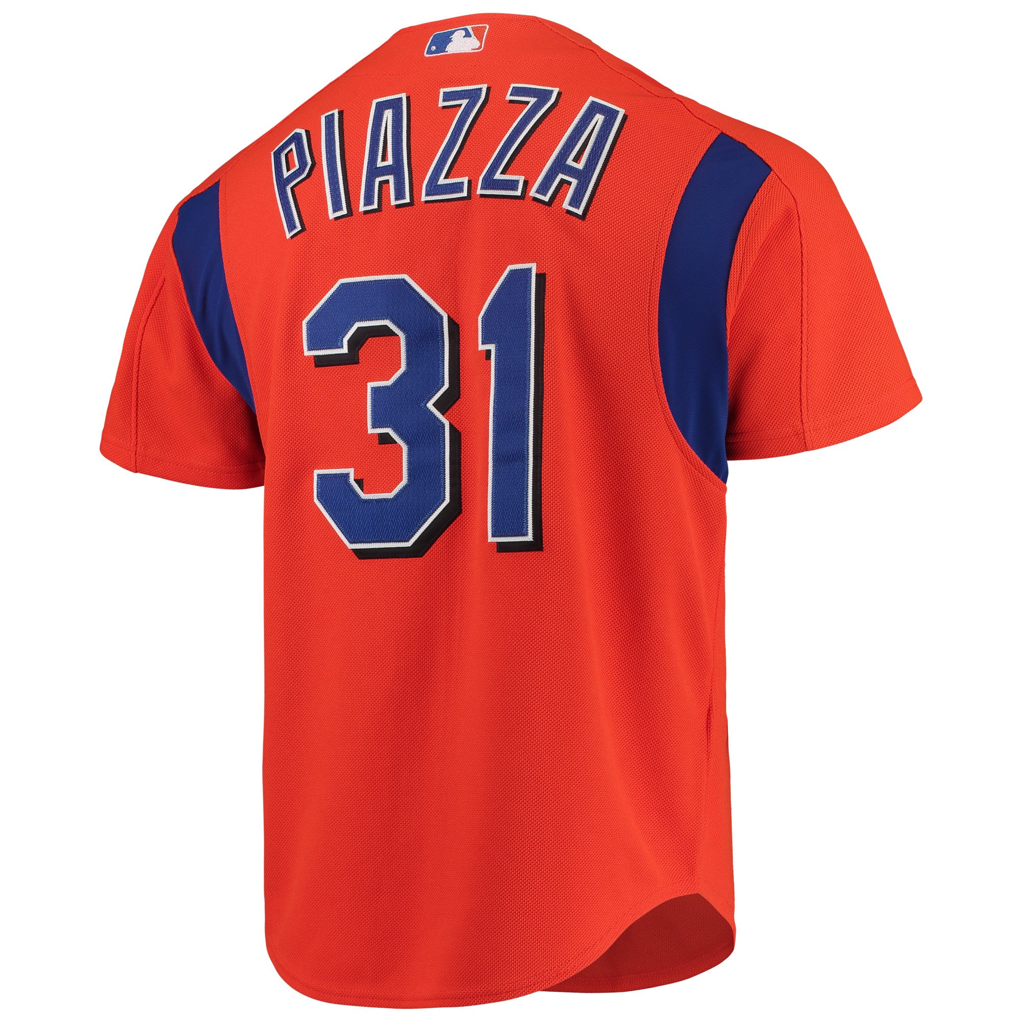 Mike Piazza New York Mets Mitchell & Ness Cooperstown Collection Mesh Batting Practice Button-Up Jersey - Orange - vstockx