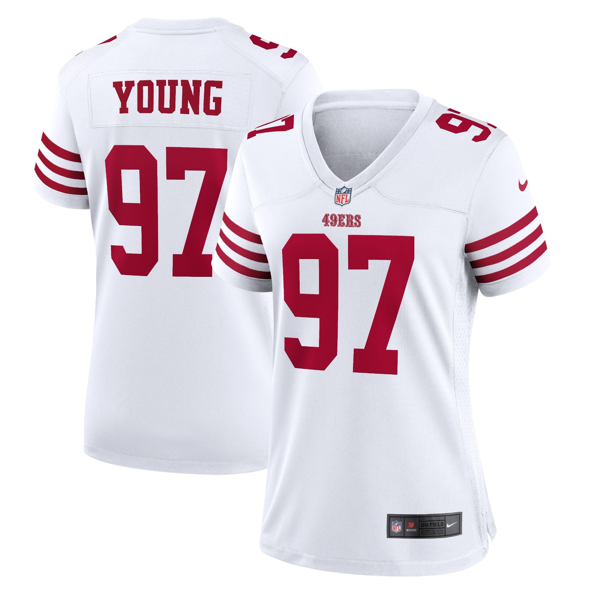 Women's Nike Bryant Young White San Francisco 49ers Retired Player Game Jersey - vstockx