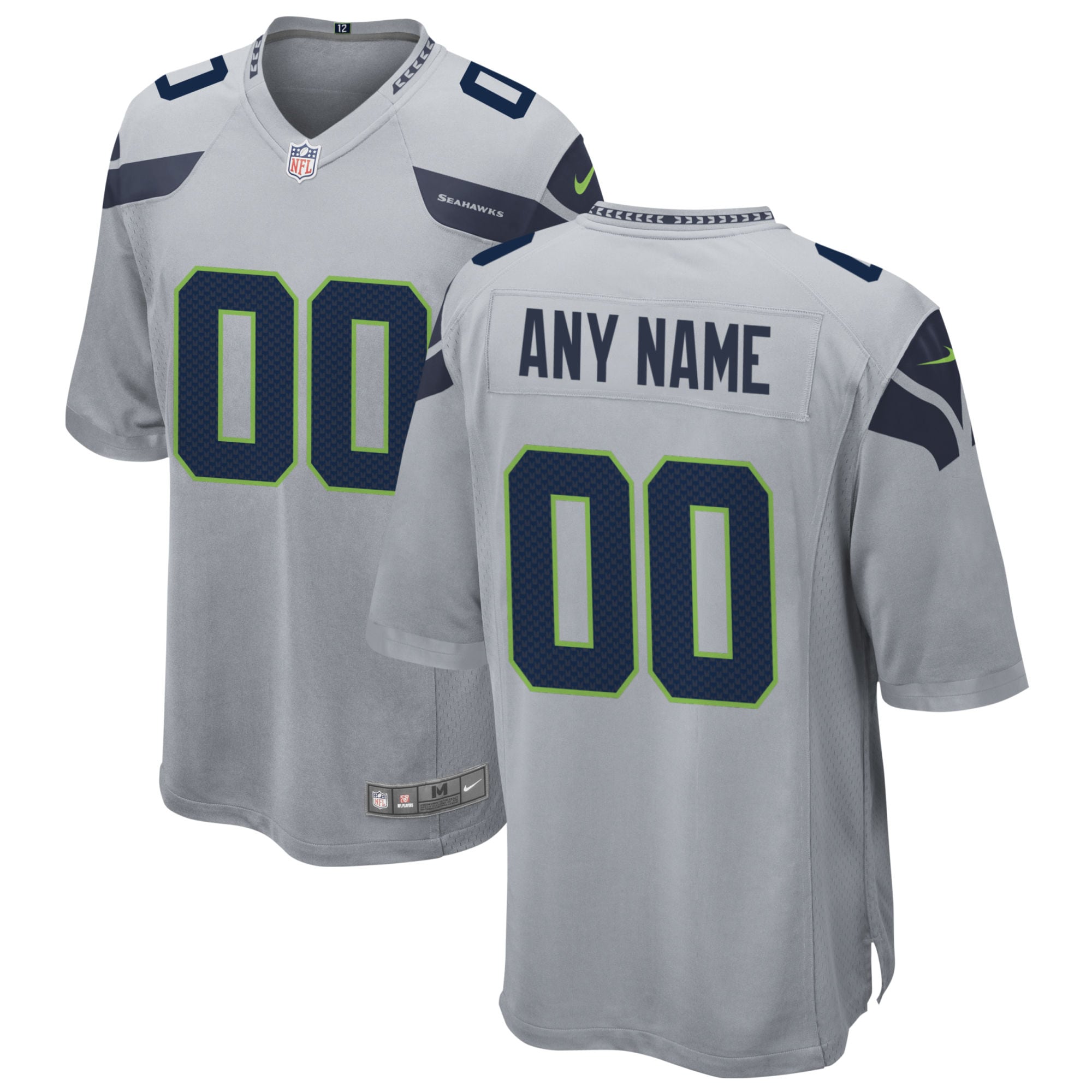Seattle Seahawks Nike Alternate Custom Game Jersey - Gray - vstockx