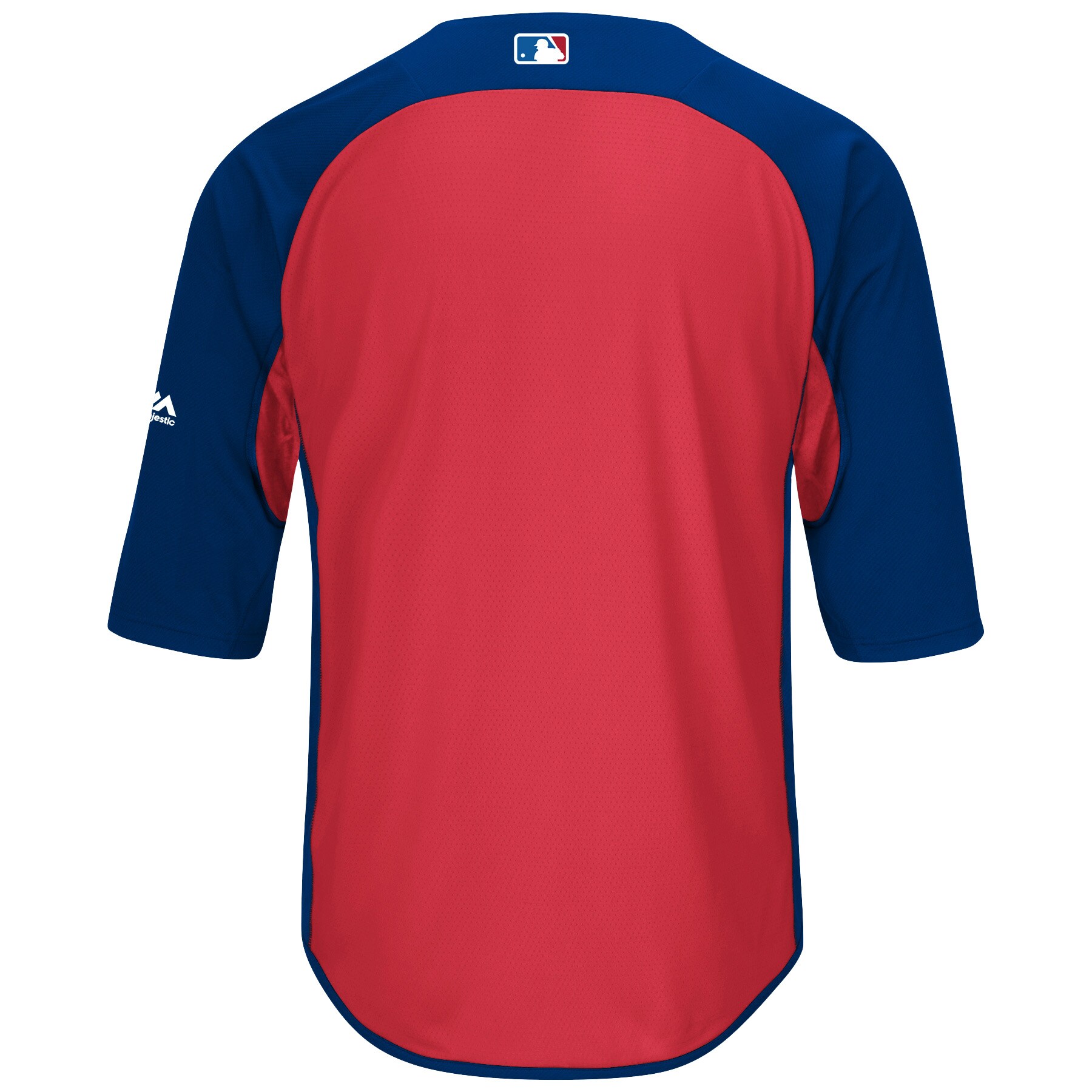 Texas Rangers Majestic Authentic Collection On-Field 3/4-Sleeve Batting Practice Jersey - Royal/Red - vstockx