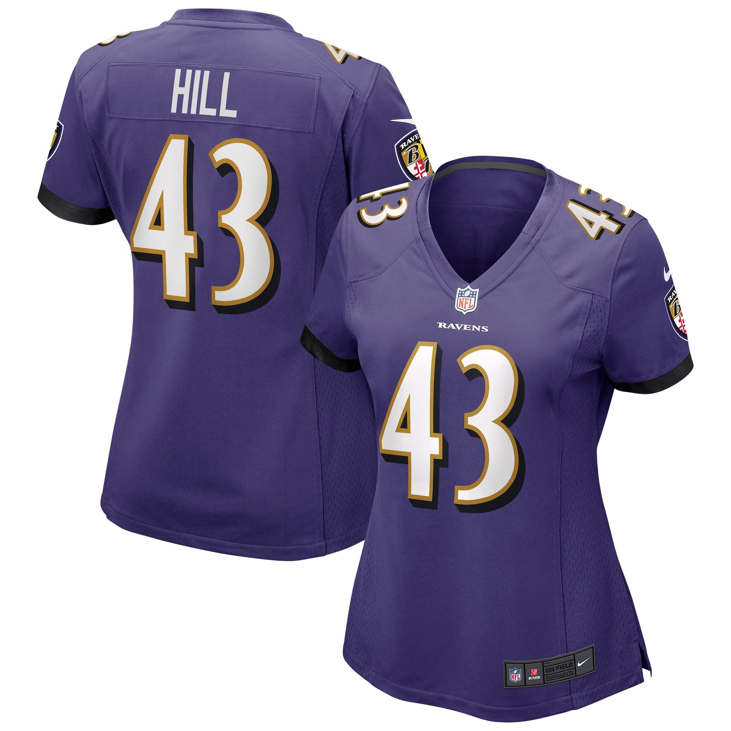 Women's Nike Justice Hill Purple Baltimore Ravens Game Jersey - vstockx