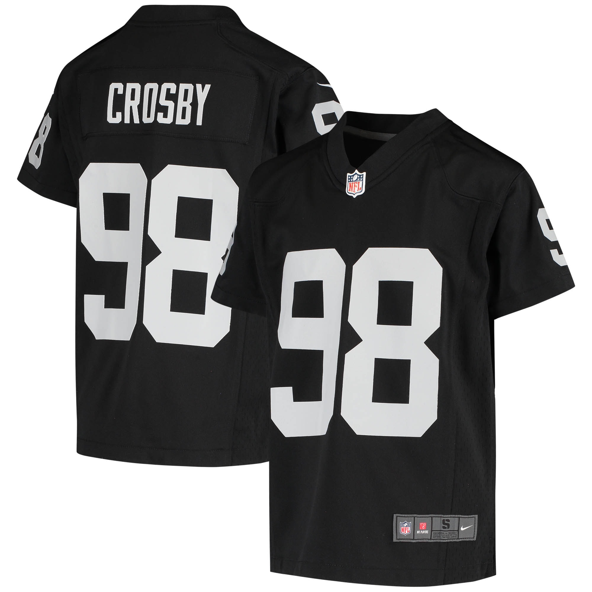 Maxx Crosby Las Vegas Raiders Nike Youth Game Jersey - Black - vstockx