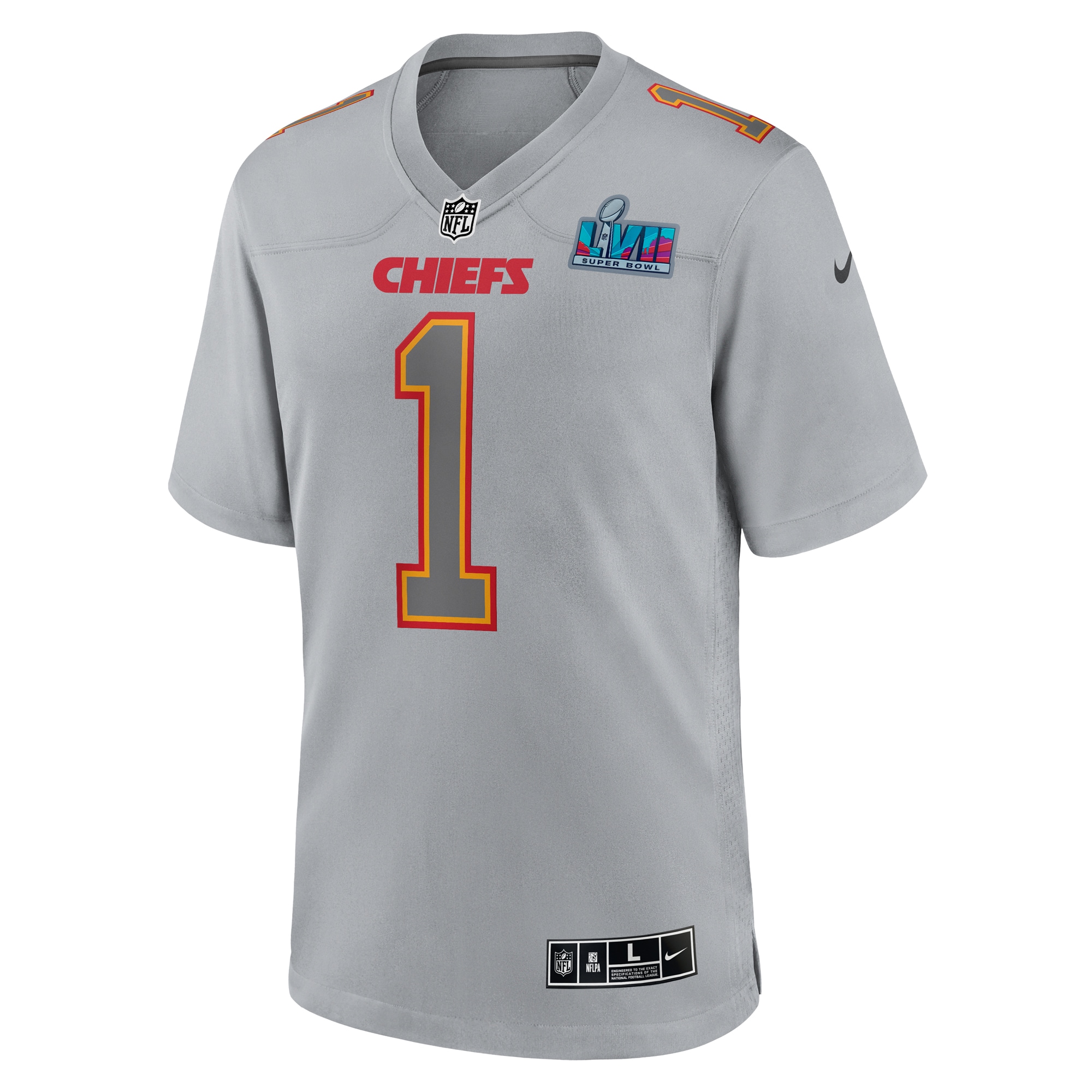 Jerick McKinnon Kansas City Chiefs Nike Super Bowl LVII Patch Atmosphere Fashion Game Jersey - Gray - vstockx