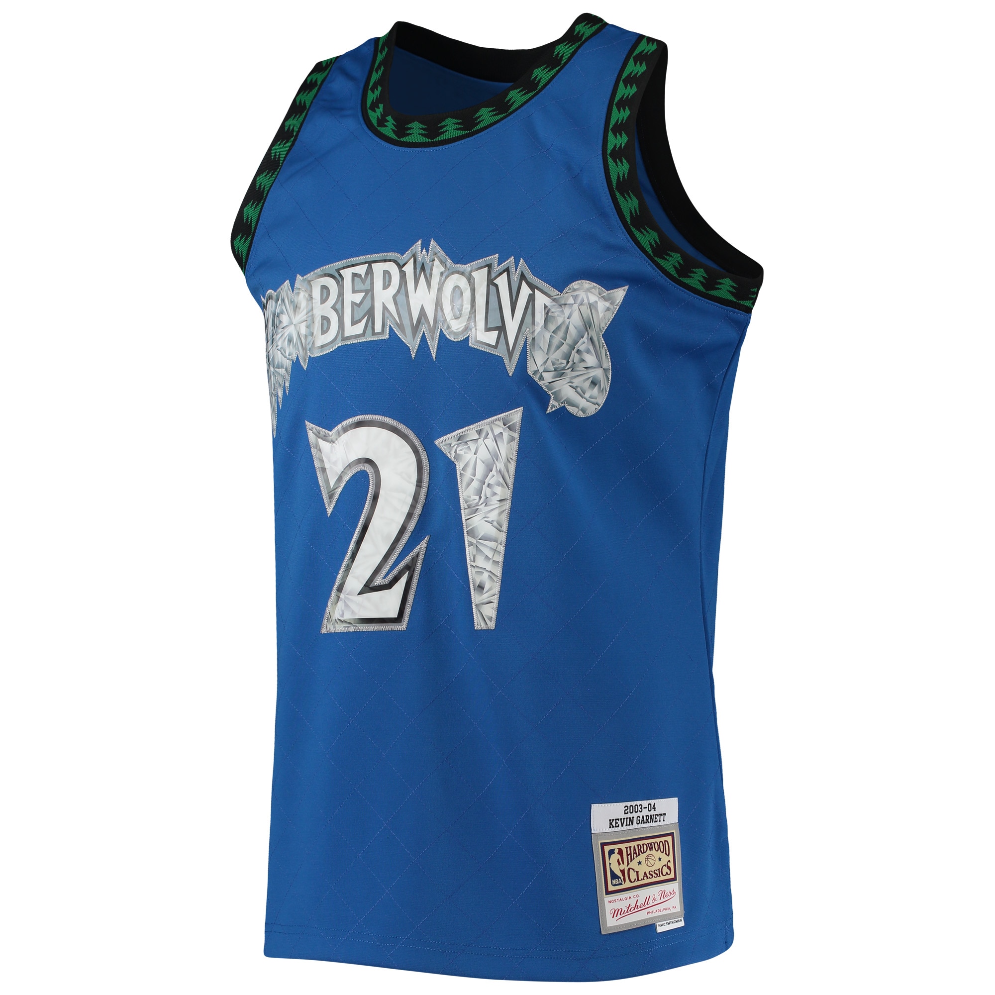 Kevin Garnett Minnesota Timberwolves Mitchell & Ness 1996-97 Hardwood Classics NBA 75th Anniversary Diamond Swingman Jersey - Blue - vstockx