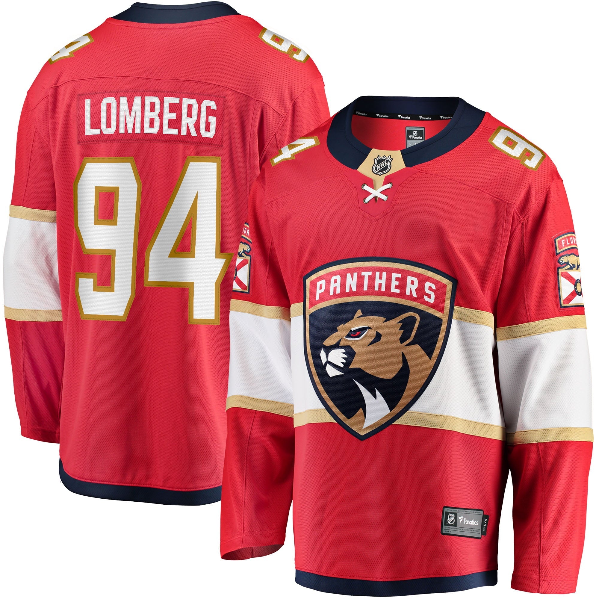 Men's Fanatics Branded Ryan Lomberg Red Florida Panthers Home Breakaway Player Jersey - vstockx