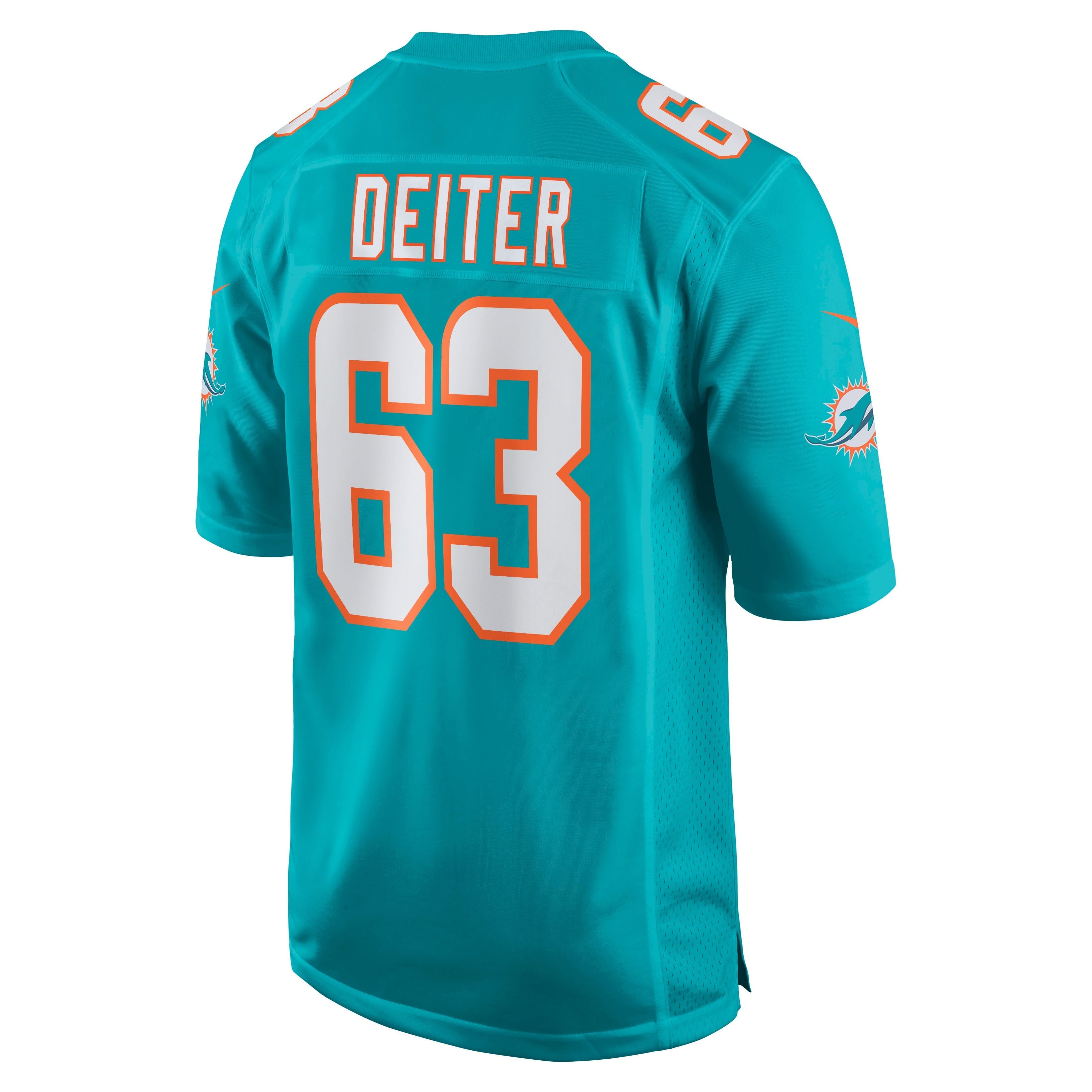 Men's Nike Michael Deiter Aqua Miami Dolphins Game Jersey - vstockx