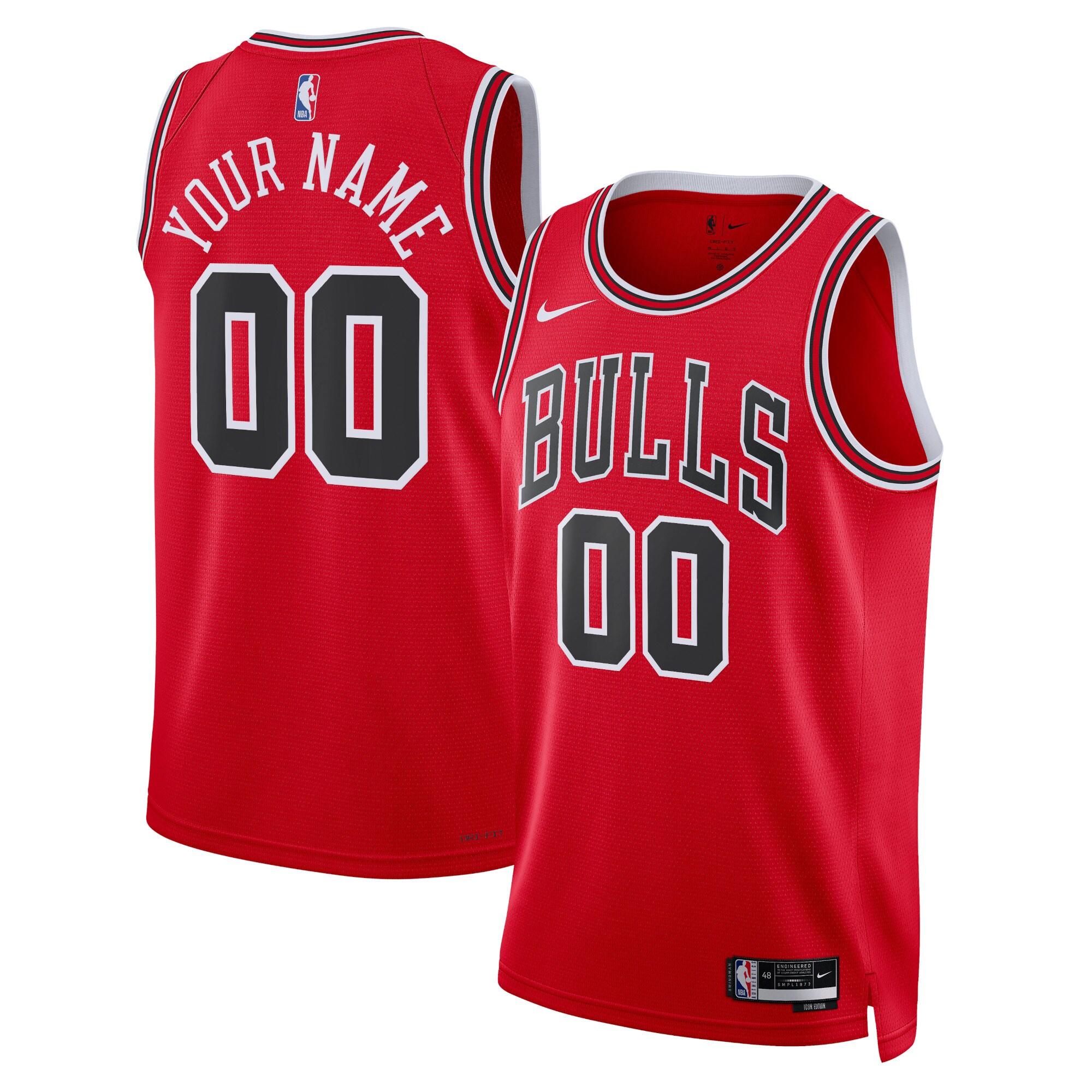 Chicago Bulls Nike Unisex Swingman Custom Jersey Red - Icon Edition - vstockx