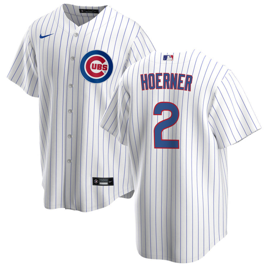 Men's Chicago Cubs Nico Hoerner Premium Twill White Home Replica Jersey - vstockx