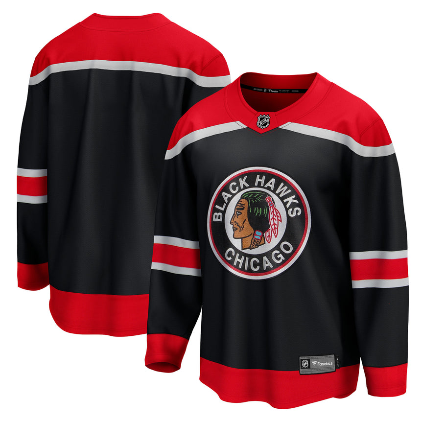 Men's Chicago Blackhawks Fanatics Branded Black 2020/21 Reverse Retro Special Edition Breakaway Blank Jersey - vstockx