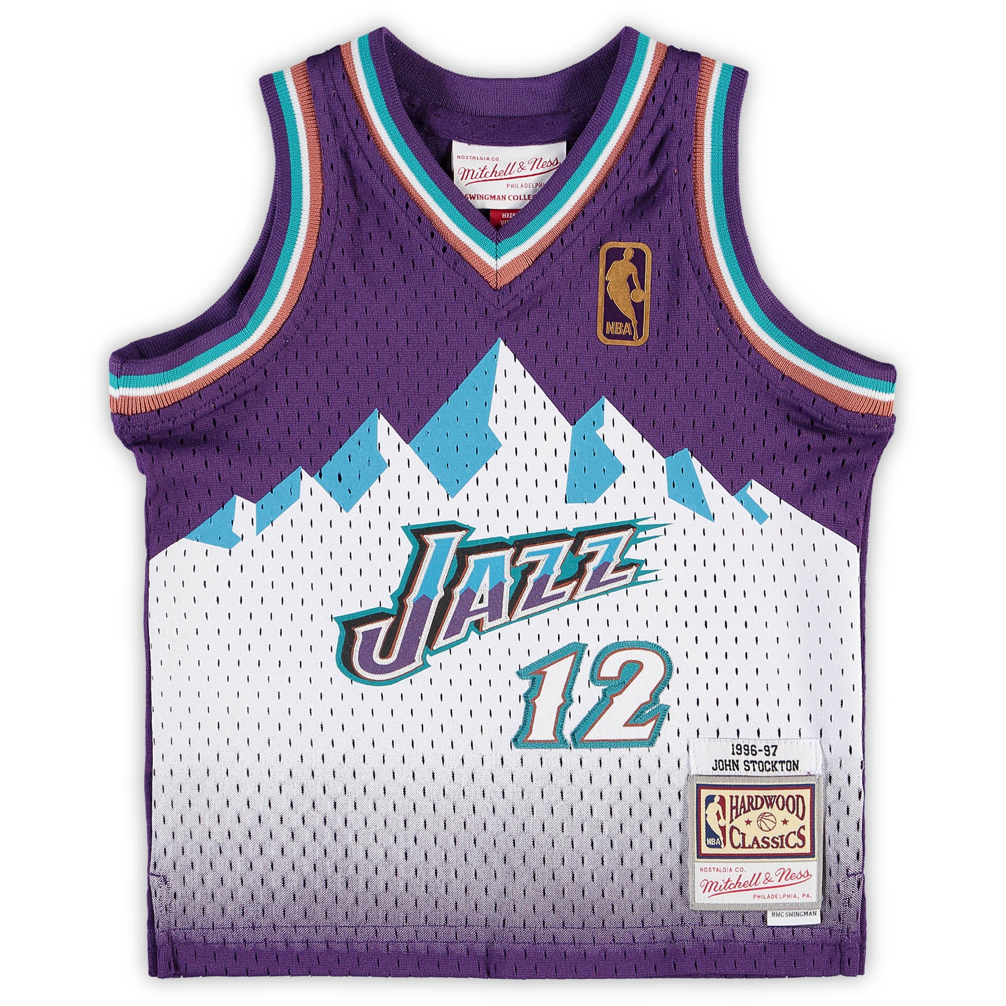 John Stockton Utah Jazz Mitchell & Ness Infant 1996/97 Hardwood Classics Retired Player Jersey - Purple - vstockx