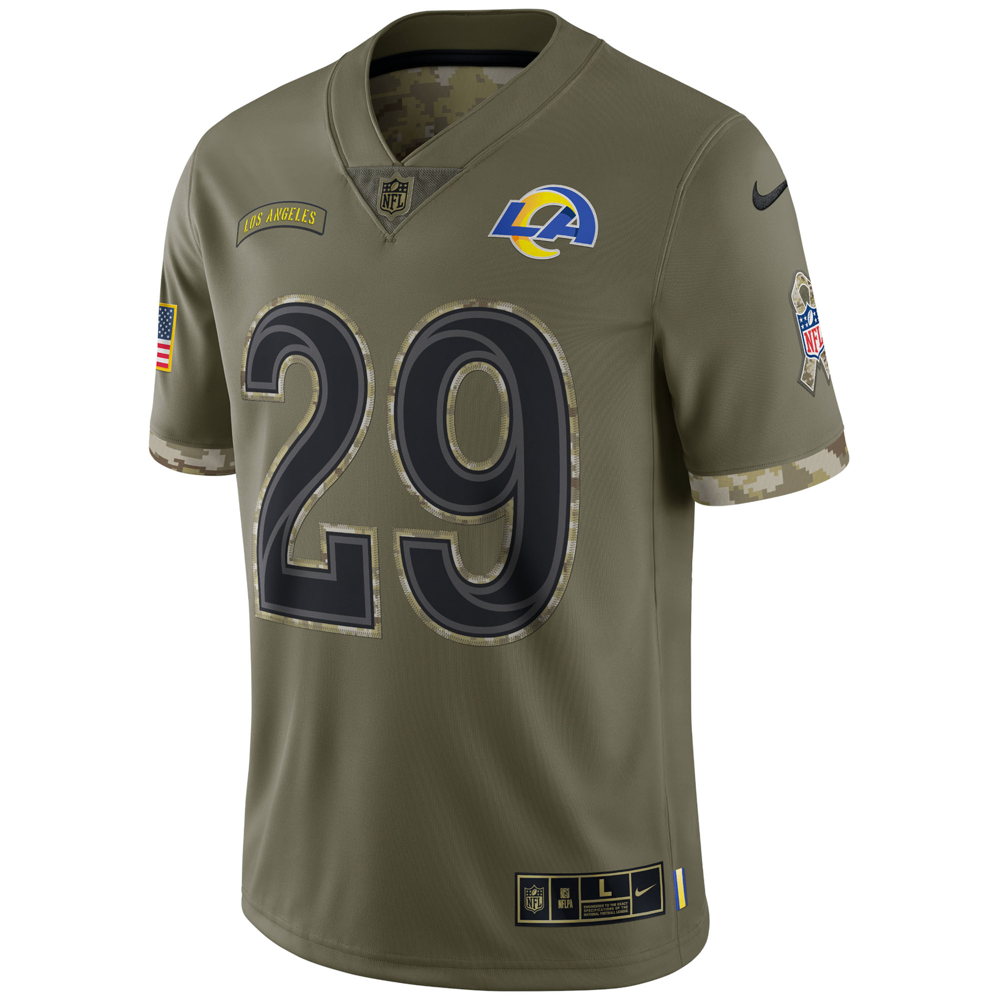 Eric Dickerson Los Angeles Rams 2022 Salute To Service Retired Player Limited Jersey - Olive - vstockx