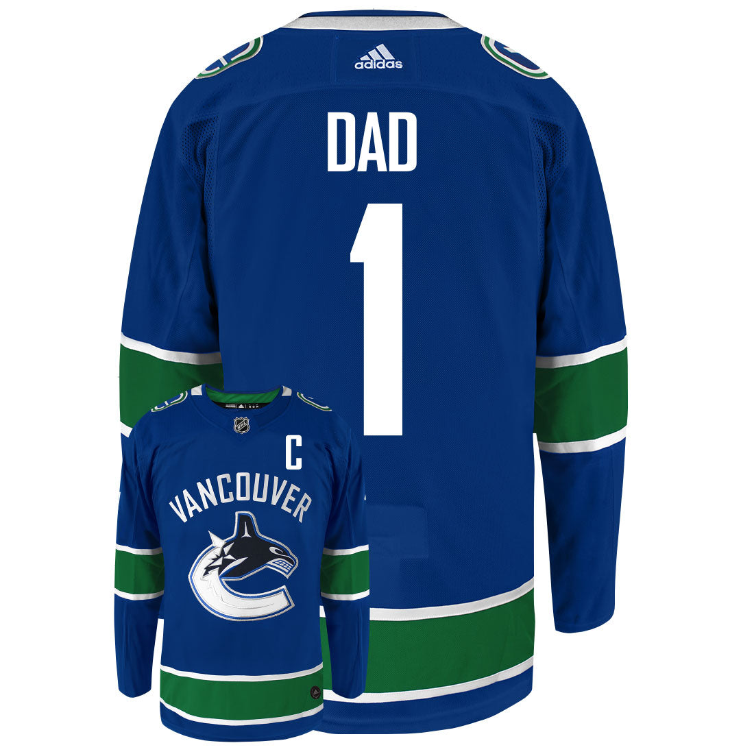 Vancouver Canucks Dad Number One Adidas Primegreen Authentic NHL Hockey Jersey - vstockx