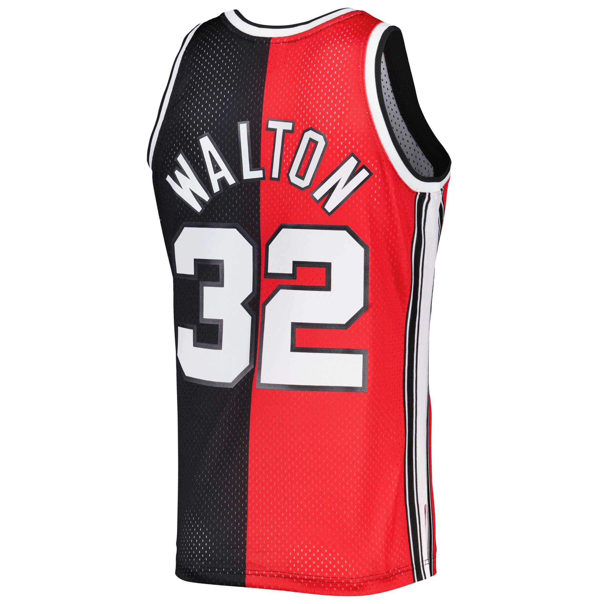 Bill Walton Portland Trail Blazers Mitchell & Ness Hardwood Classics 1976/77 Split Swingman Jersey - Red/Black - vstockx