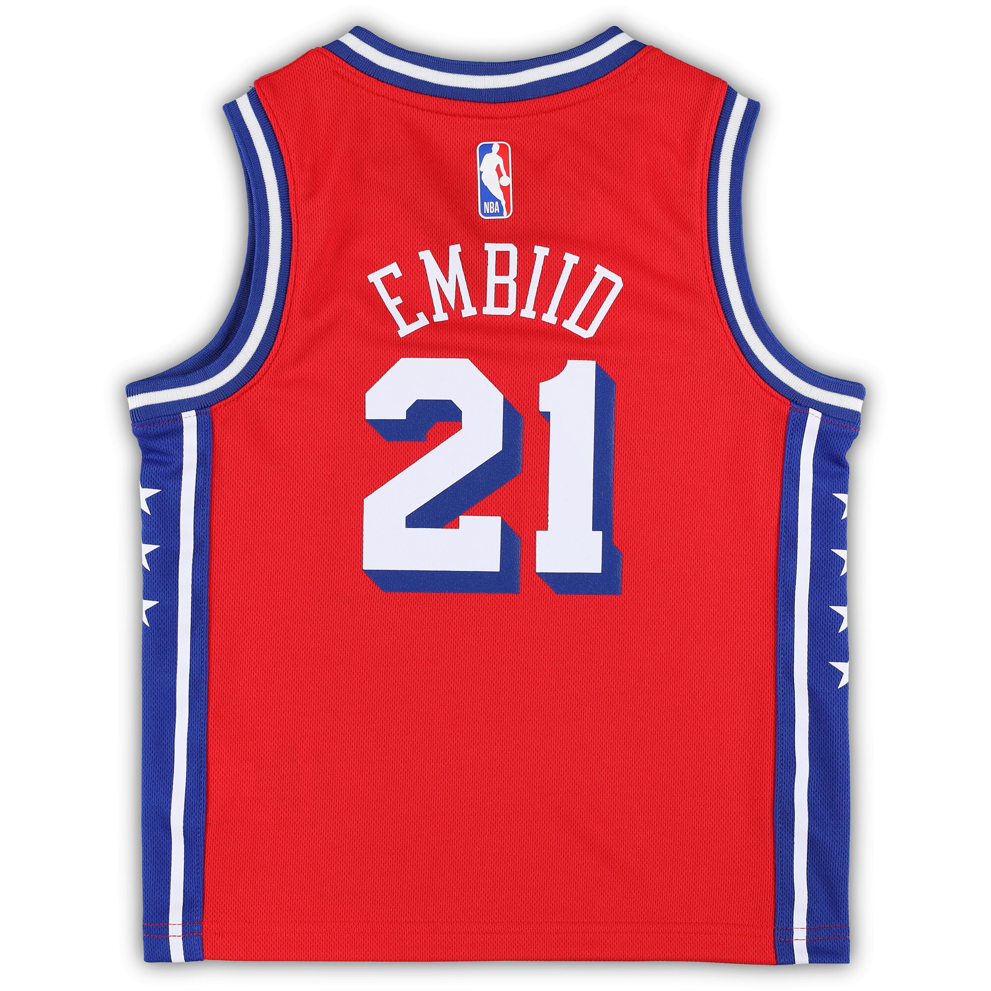 Joel Embiid Philadelphia 76ers Jordans Brand Preschool 2022/23 Replica Jersey - Statement Edition - Red - vstockx