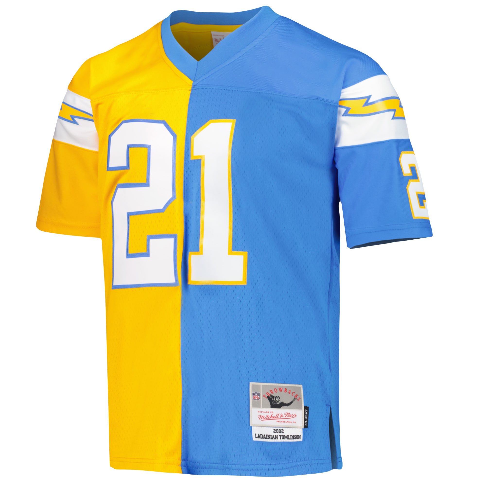 LaDainian Tomlinson Los Angeles Chargers Mitchell & Ness 2002 Split Legacy Replica Jersey - Powder Blue/Gold - vstockx