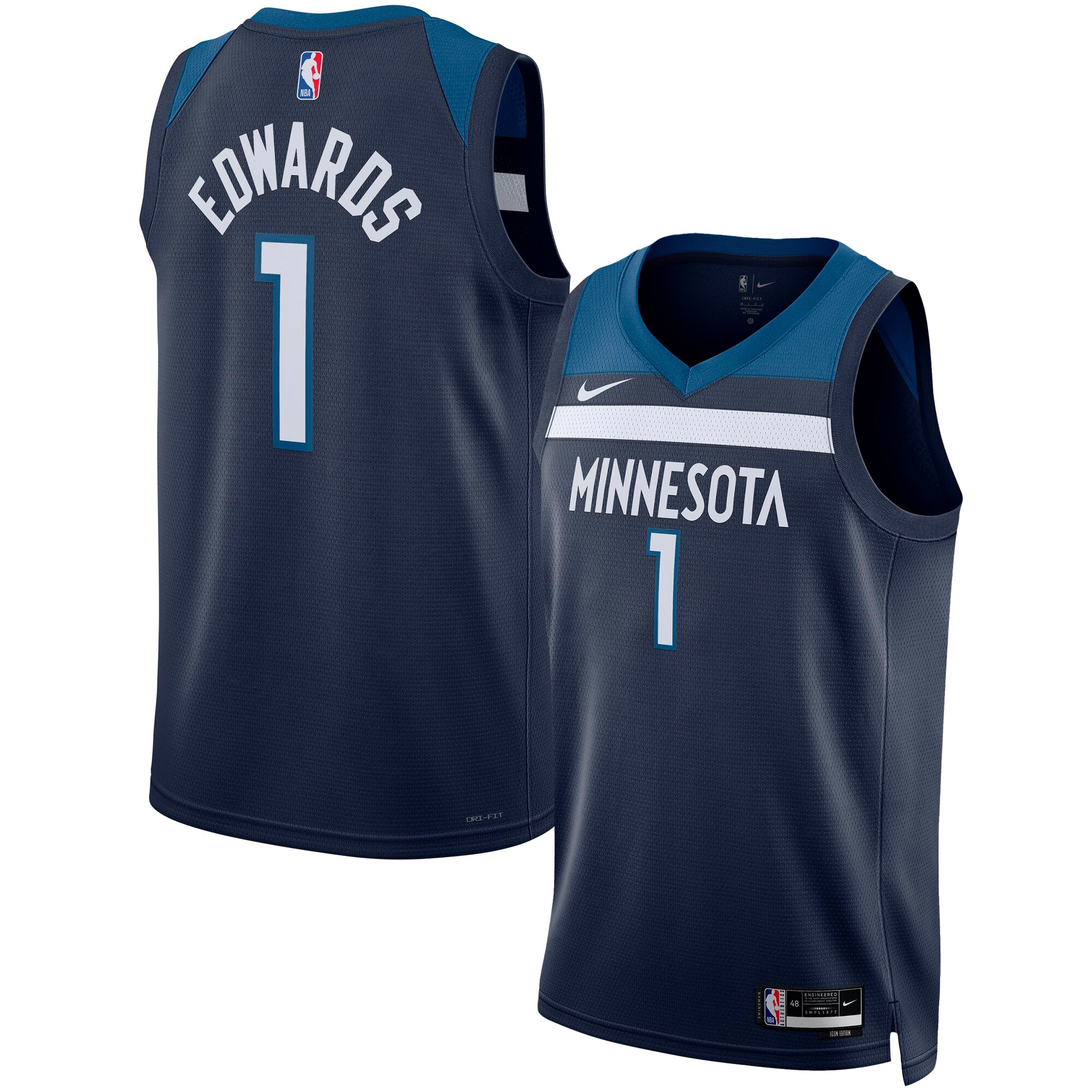 Anthony Edwards Minnesota Timberwolves Nike Unisex Swingman Jersey - Association Edition - Navy - vstockx