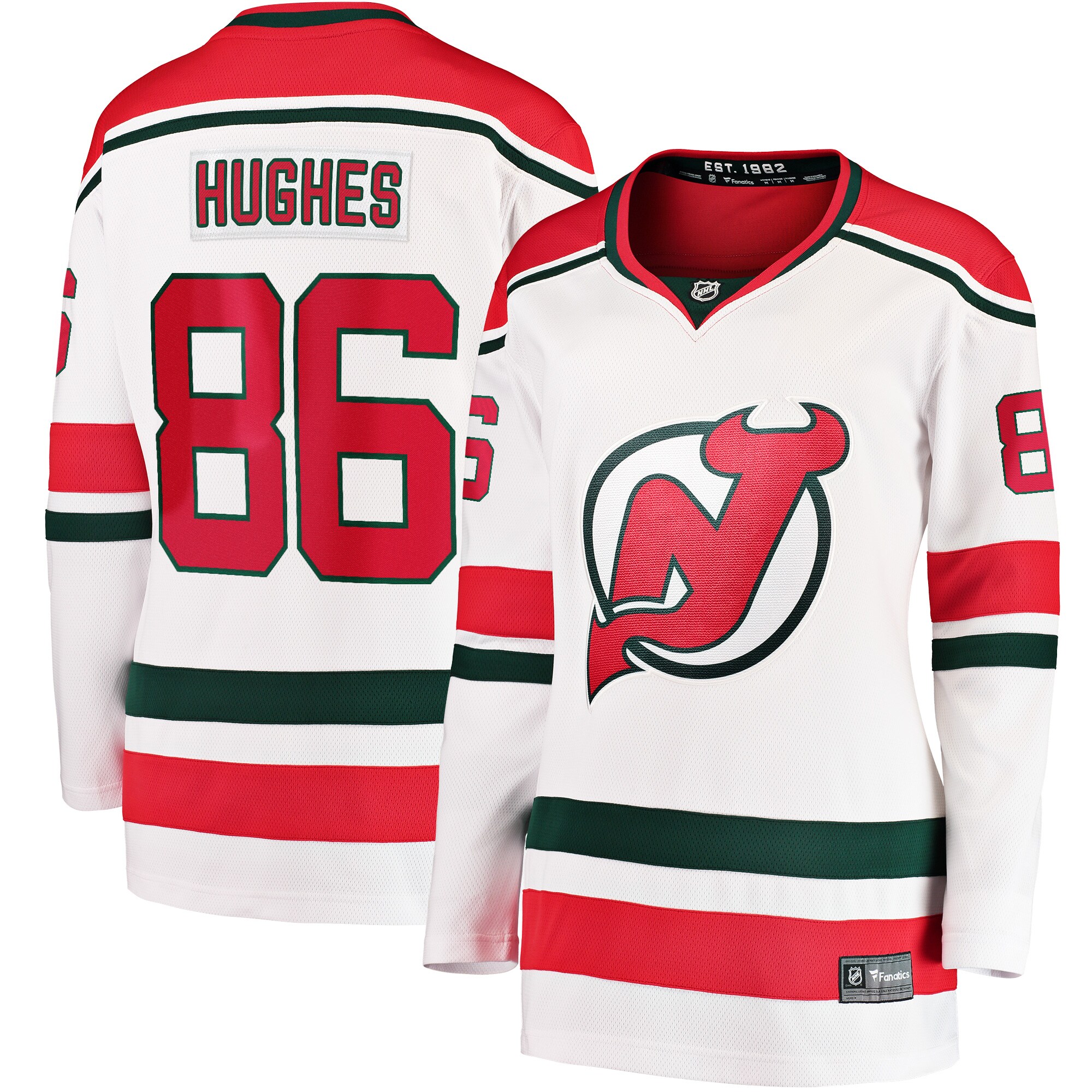 Jack Hughes New Jersey Devils Fanatics Branded Women's 2022/23 Heritage Premier Breakaway Jersey - White - vstockx