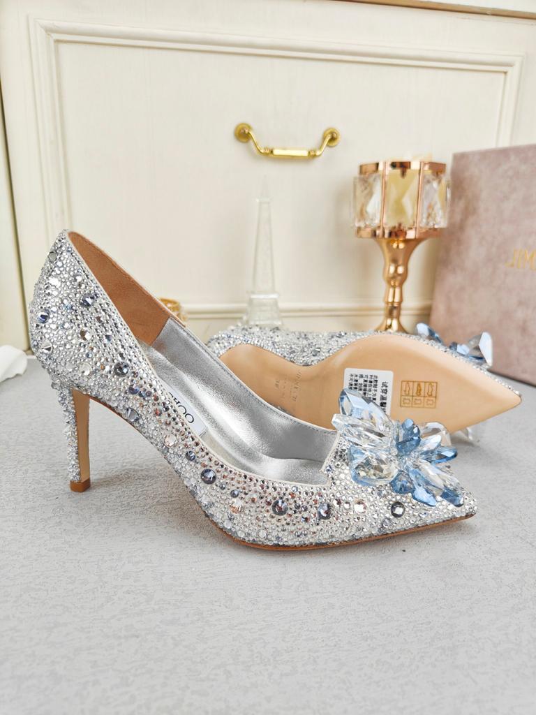 Jimmy Choo Allure Crystal high heels silver white - vstockx