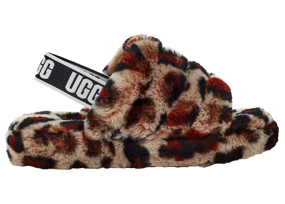 UGG Fluff Yeah Slide Leopard Amphora (Kids) - vstockx