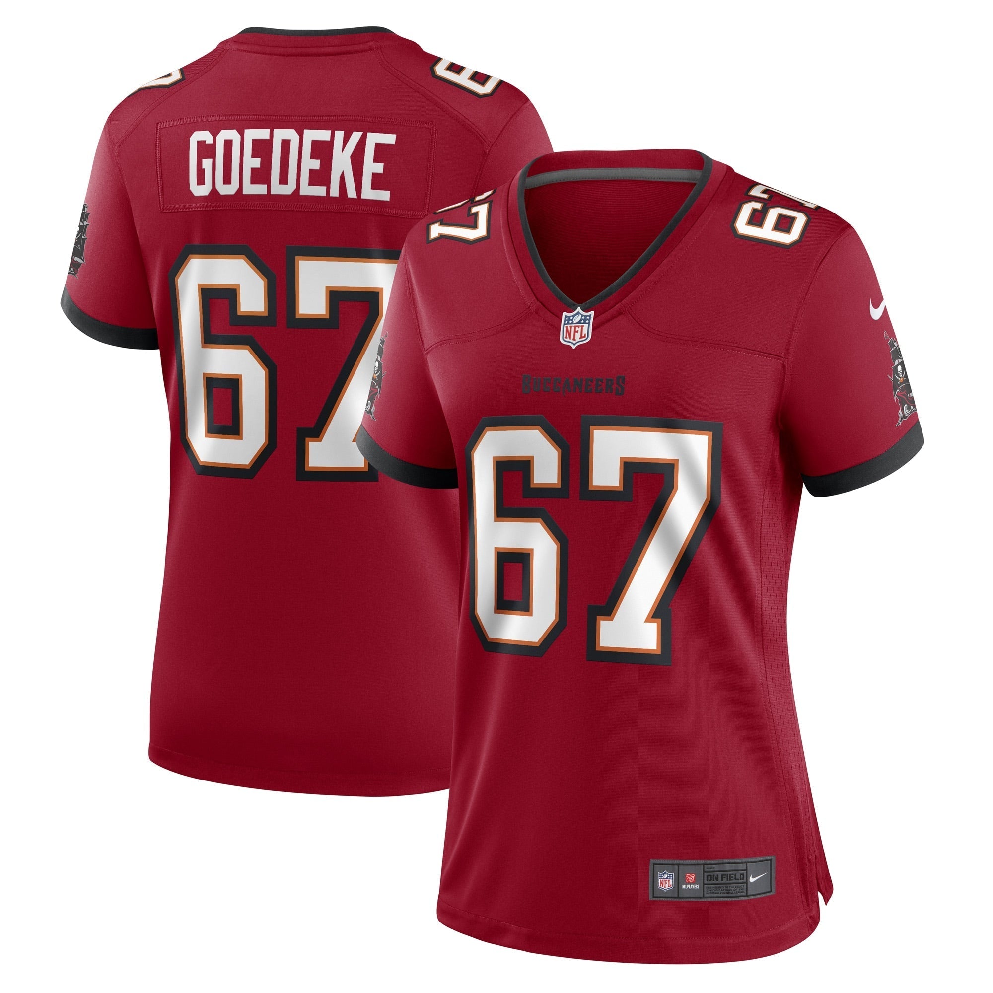 Women's Nike Luke Goedeke Red Tampa Bay Buccaneers Game Player Jersey - vstockx