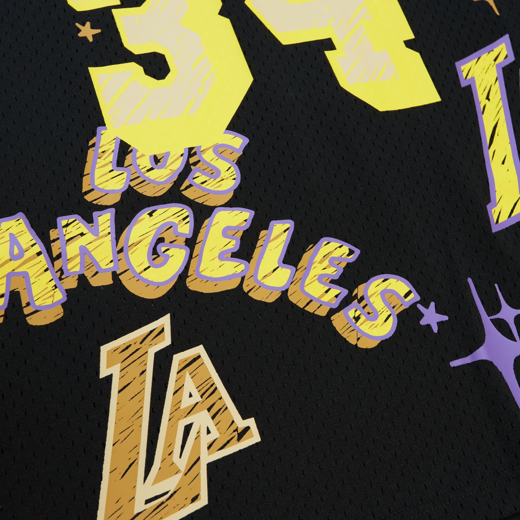 Shaquille O'Neal Los Angeles Lakers Mitchell & Ness 1996/97 Swingman Sidewalk Sketch Jersey - Black - vstockx
