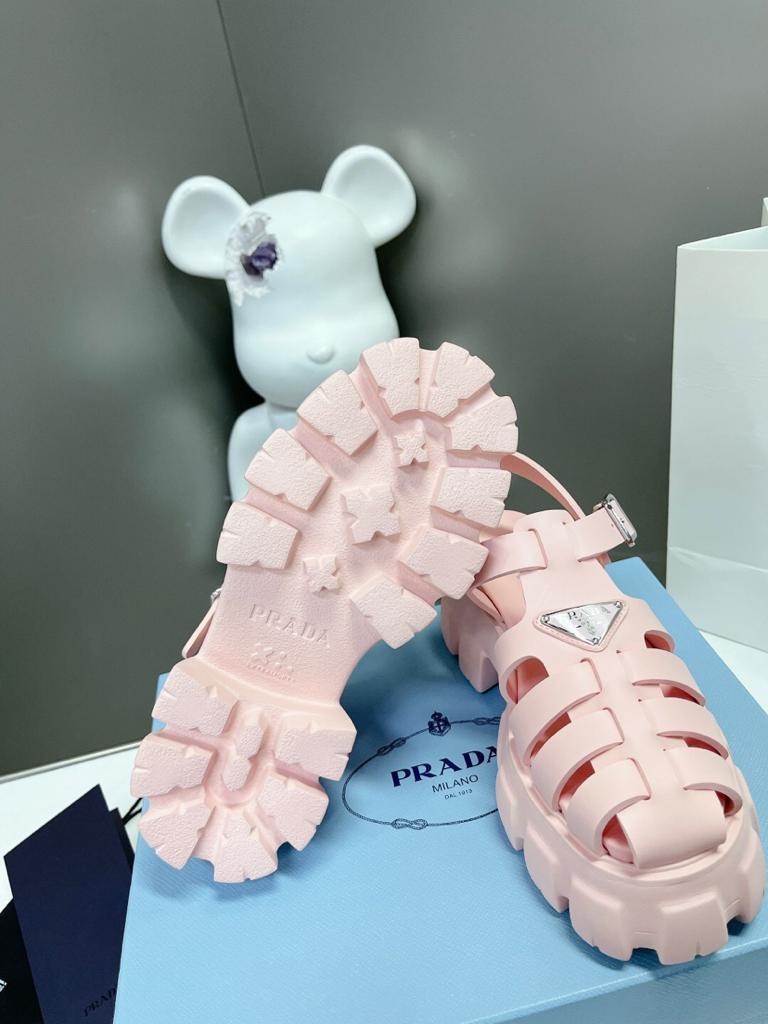 Prada Monolith Foam Rubber 55mm Sandals Alabaster Pink - vstockx