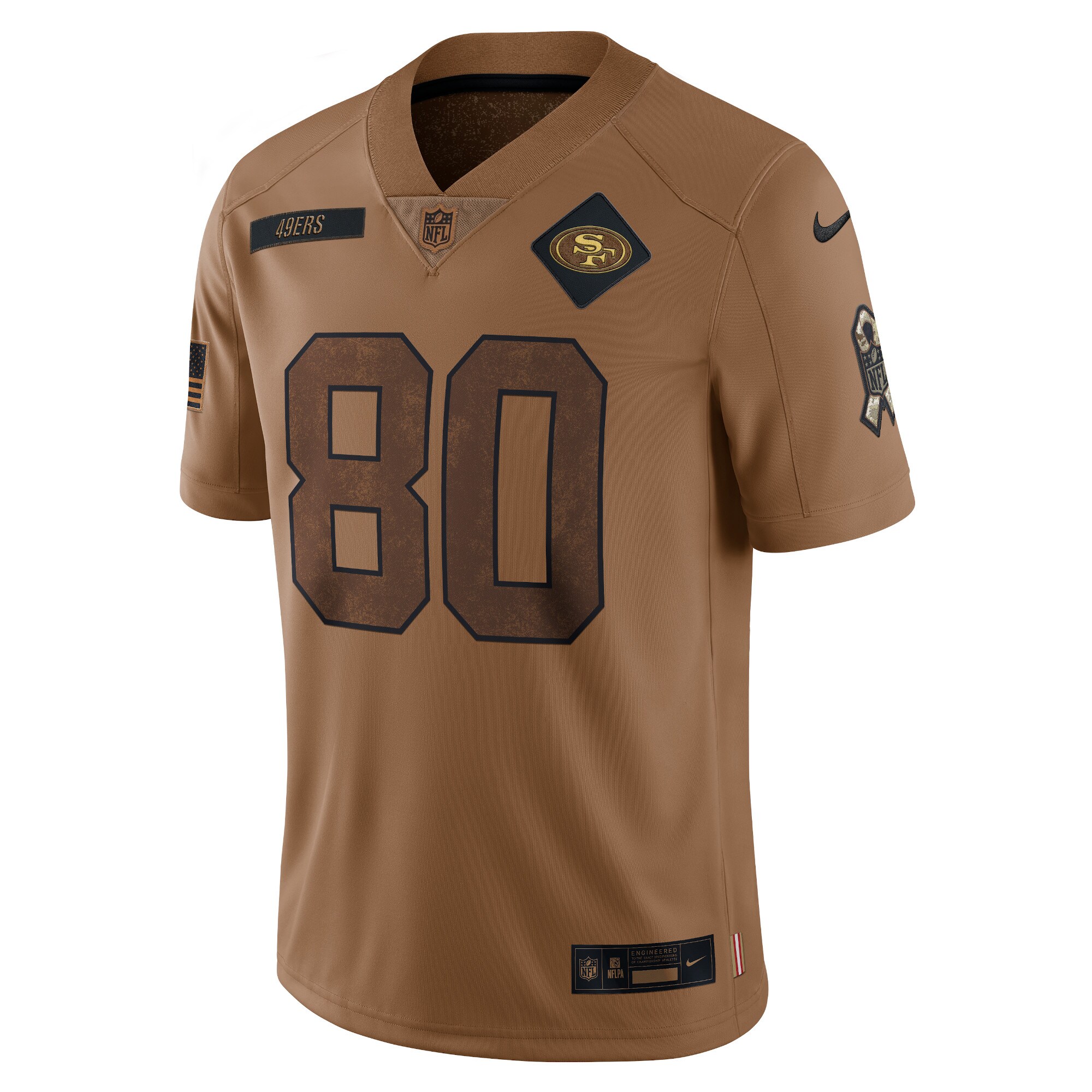 Jerry Rice San Francisco 49ers Nike 2023 Salute To Service Retired Player Limited Jersey - Brown - vstockx