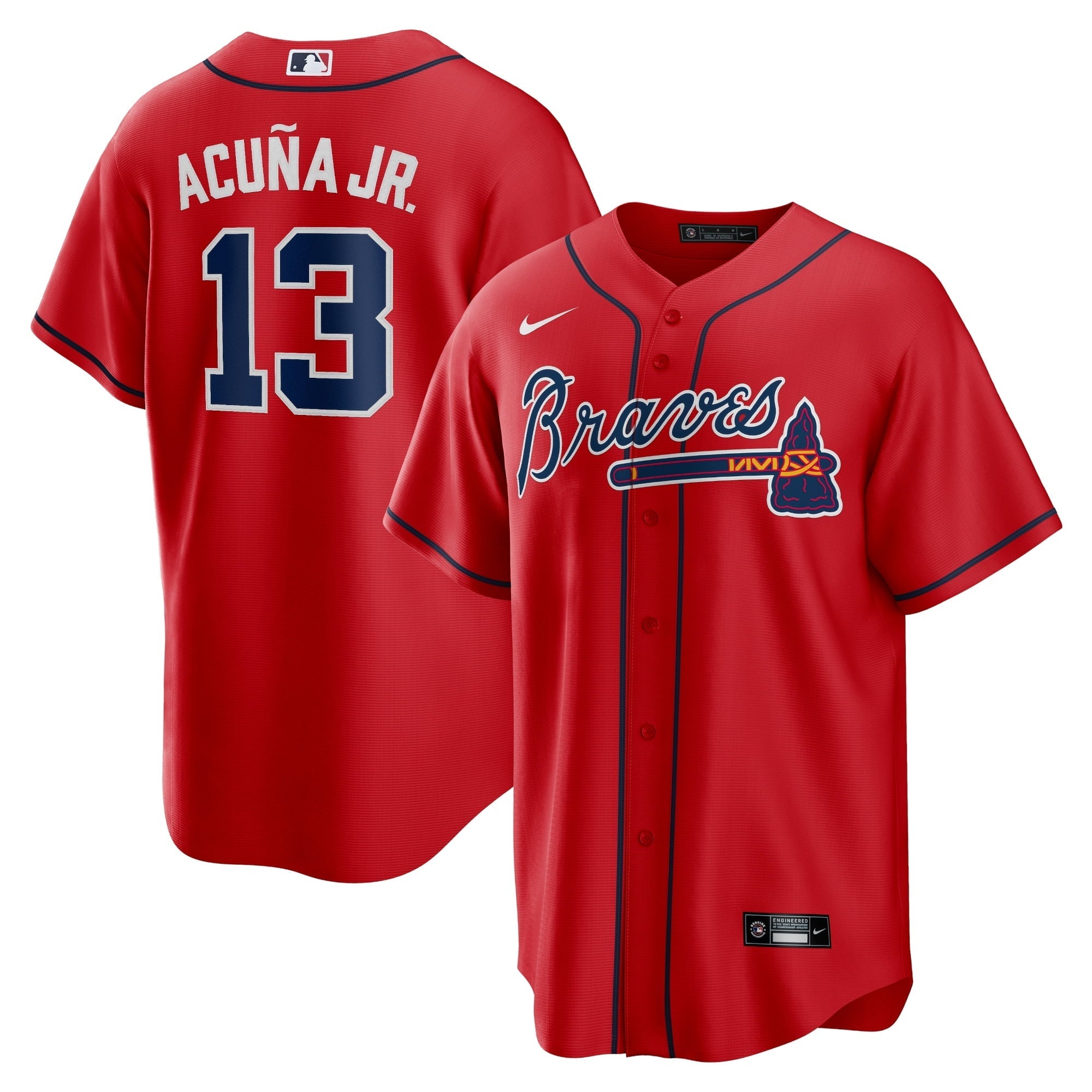 Men's Nike Ronald Acuna Jr. Red Atlanta Braves Alternate Replica Player Name Jersey - vstockx
