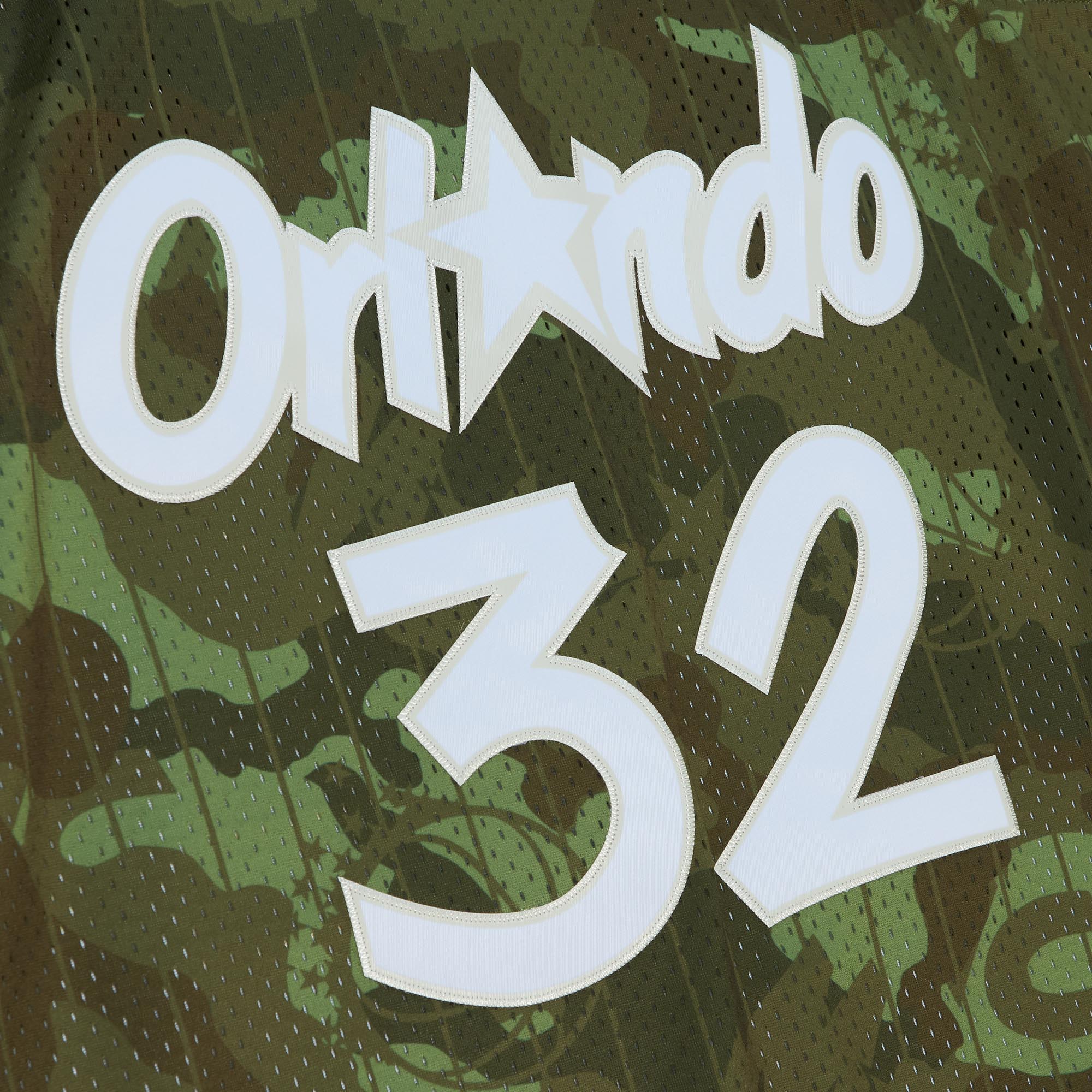 Shaquille O'Neal Orlando Magic Mitchell & Ness Hardwood Classics 1994/95 Ghost Green Swingman Jersey - Camo - vstockx