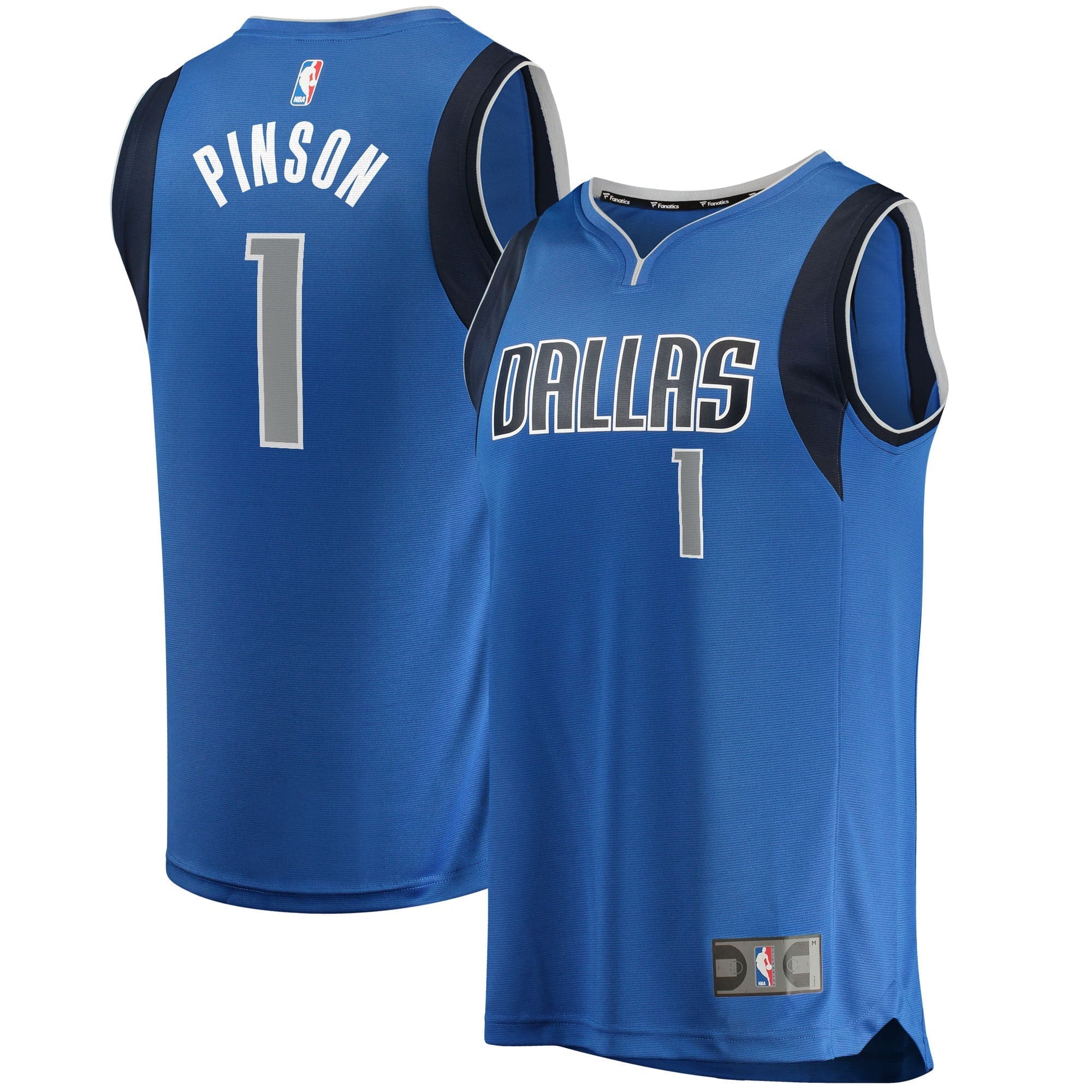 Youth Fanatics Branded Theo Pinson Blue Dallas Mavericks 2021/22 Fast Break Replica Jersey - Icon Edition - vstockx