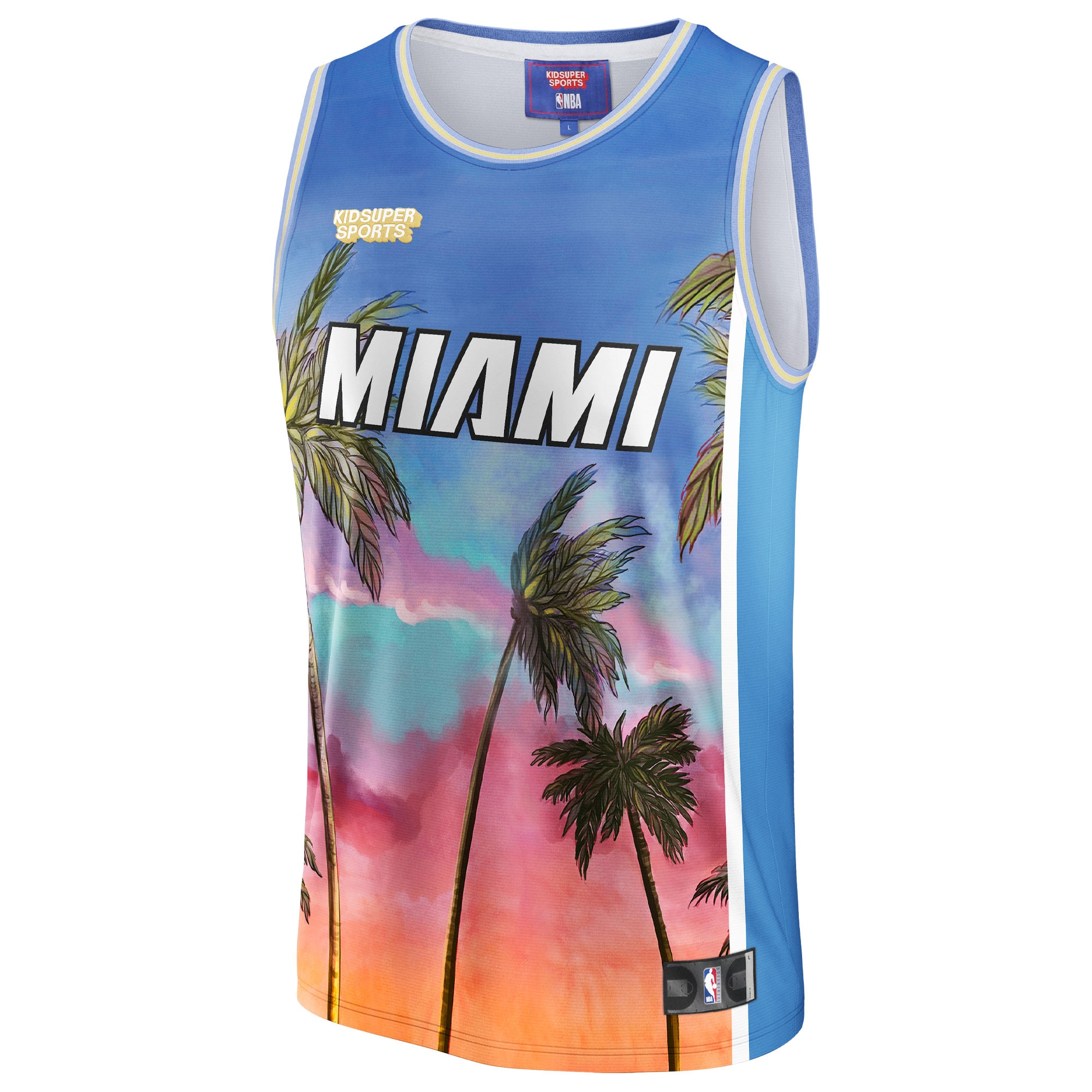Miami Heat NBA & KidSuper Studios by Fanatics Unisex Hometown Jersey - Blue - vstockx