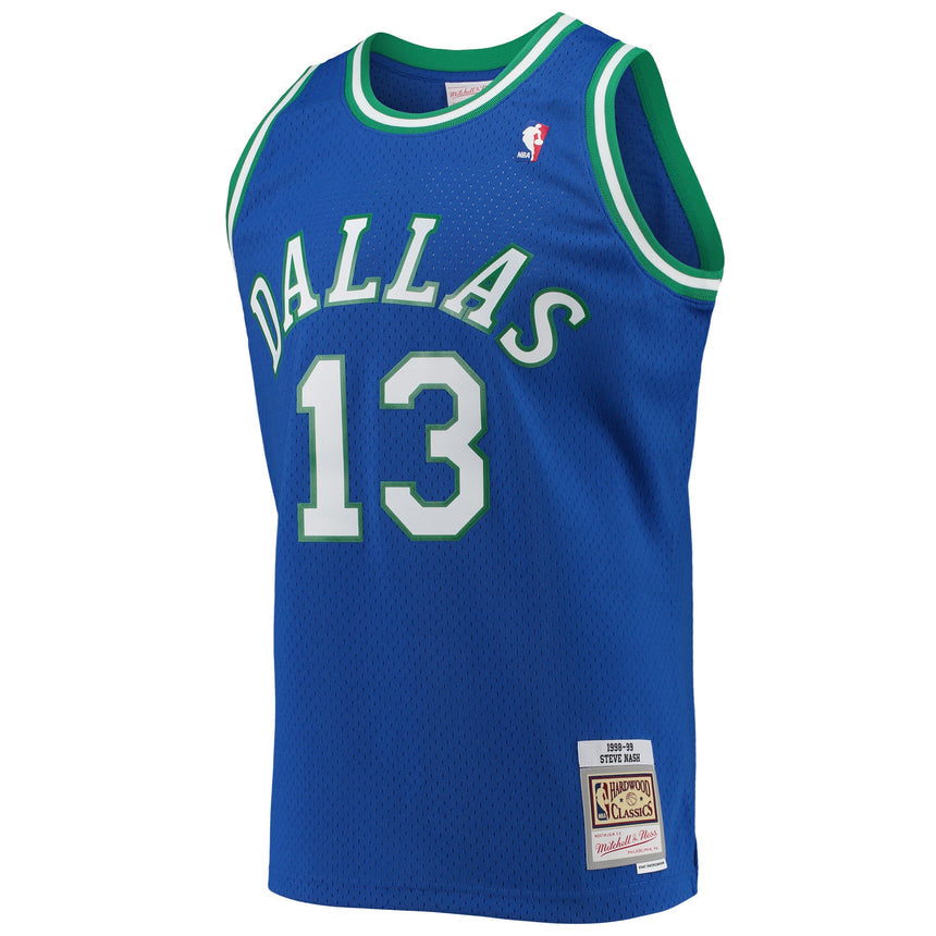 Men's Dallas Mavericks Steve Nash Mitchell & Ness Blue 1998-99 Hardwood Classics Swingman Jersey - vstockx