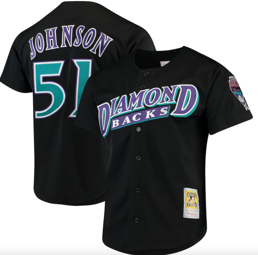 Men's Arizona Diamondbacks Randy Johnson Mitchell & Ness Black Cooperstown Collection Batting Practice Jersey - vstockx