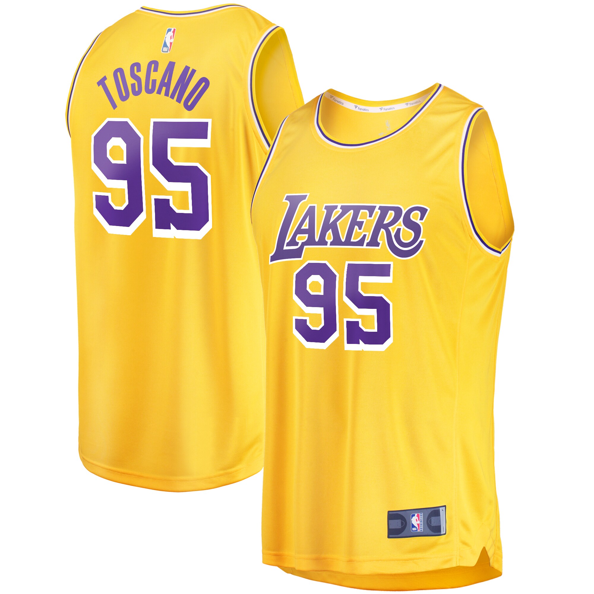 Juan Toscano-Anderson Los Angeles Lakers Fanatics Branded Fast Break Replica Jersey - Icon Edition - Gold - vstockx