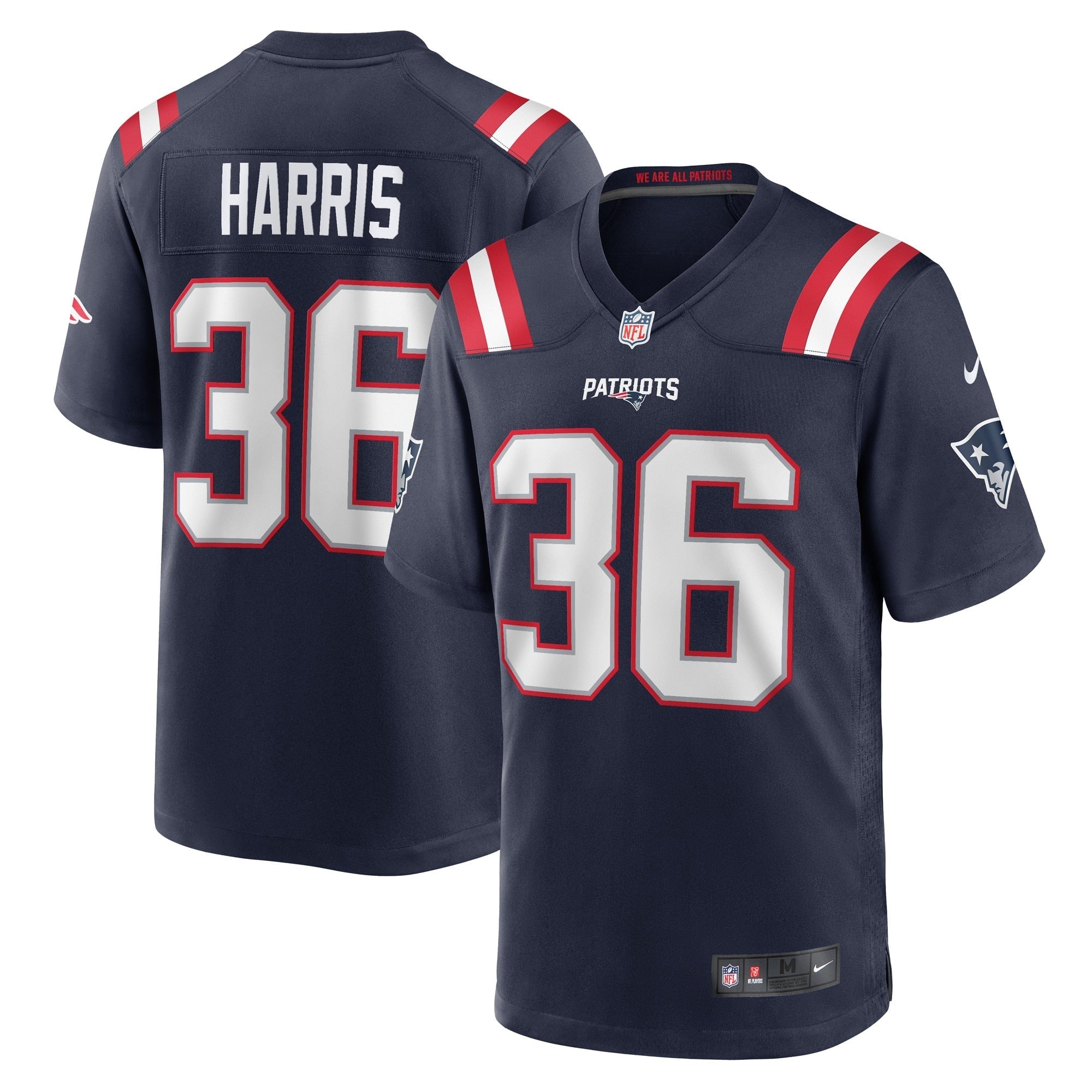 Men's Nike Kevin Harris Navy New England Patriots Game Player Jersey - vstockx