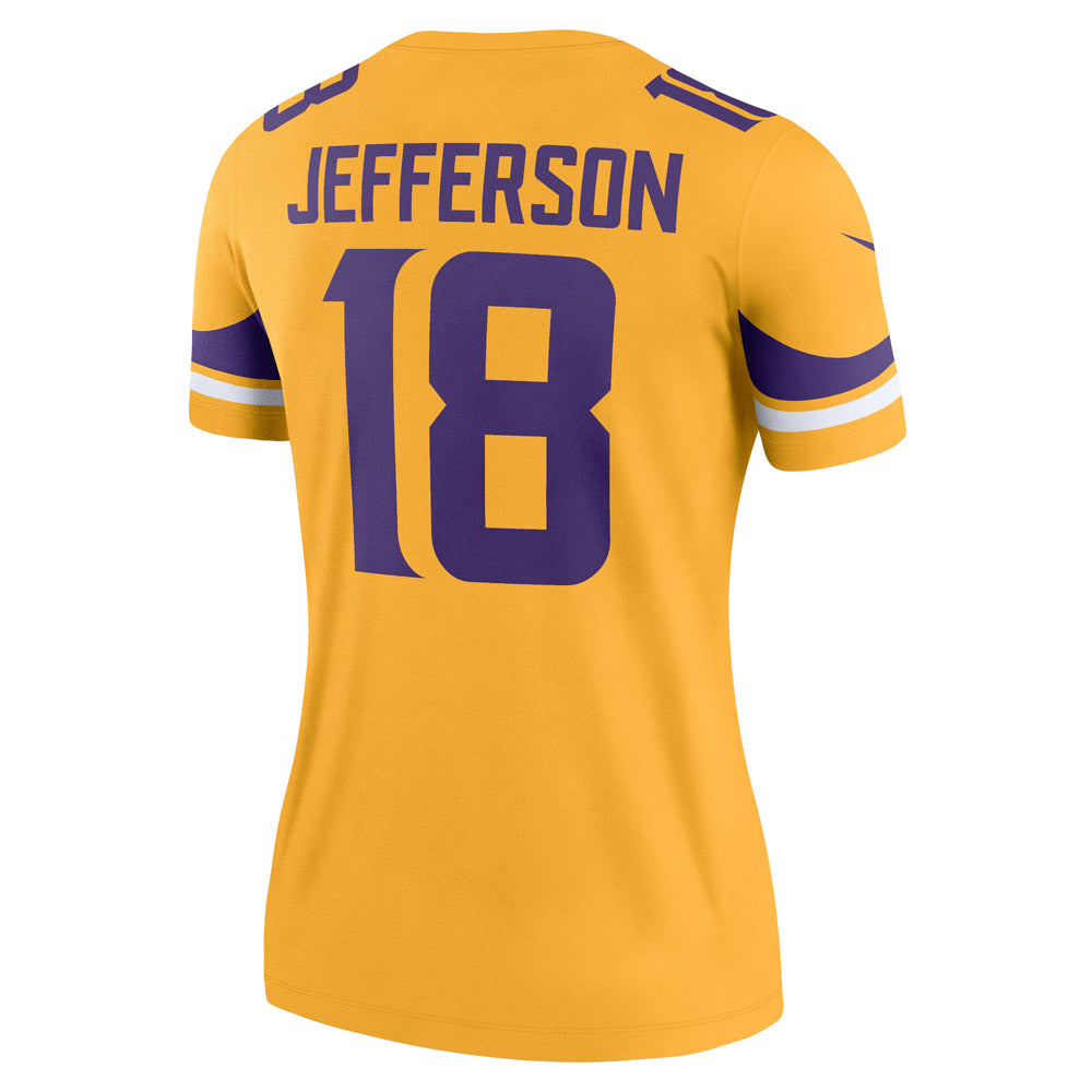 Women's Minnesota Vikings Justin Jefferson Inverted Legend Jersey Gold - vstockx