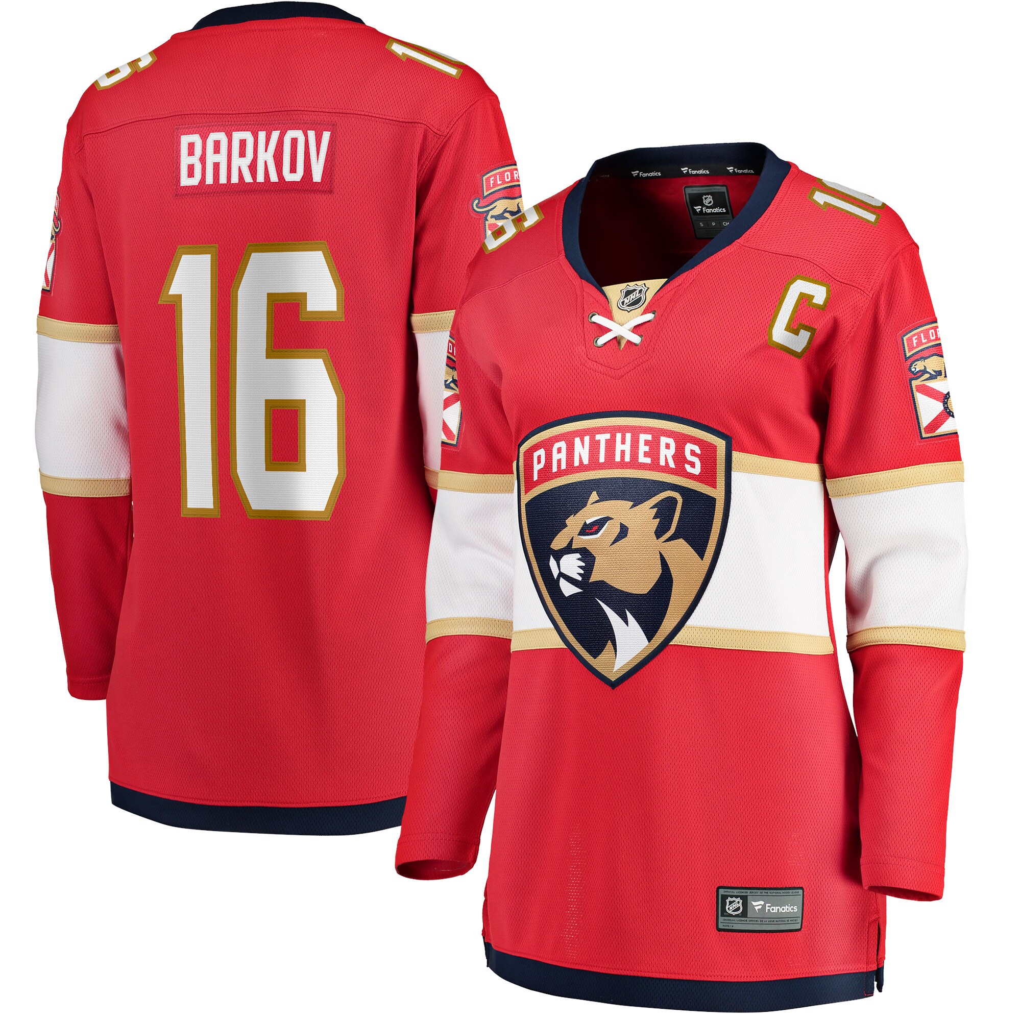 Aleksander Barkov Florida Panthers Fanatics Branded Women's Home Captain Premier Breakaway Player Jersey - Red - vstockx