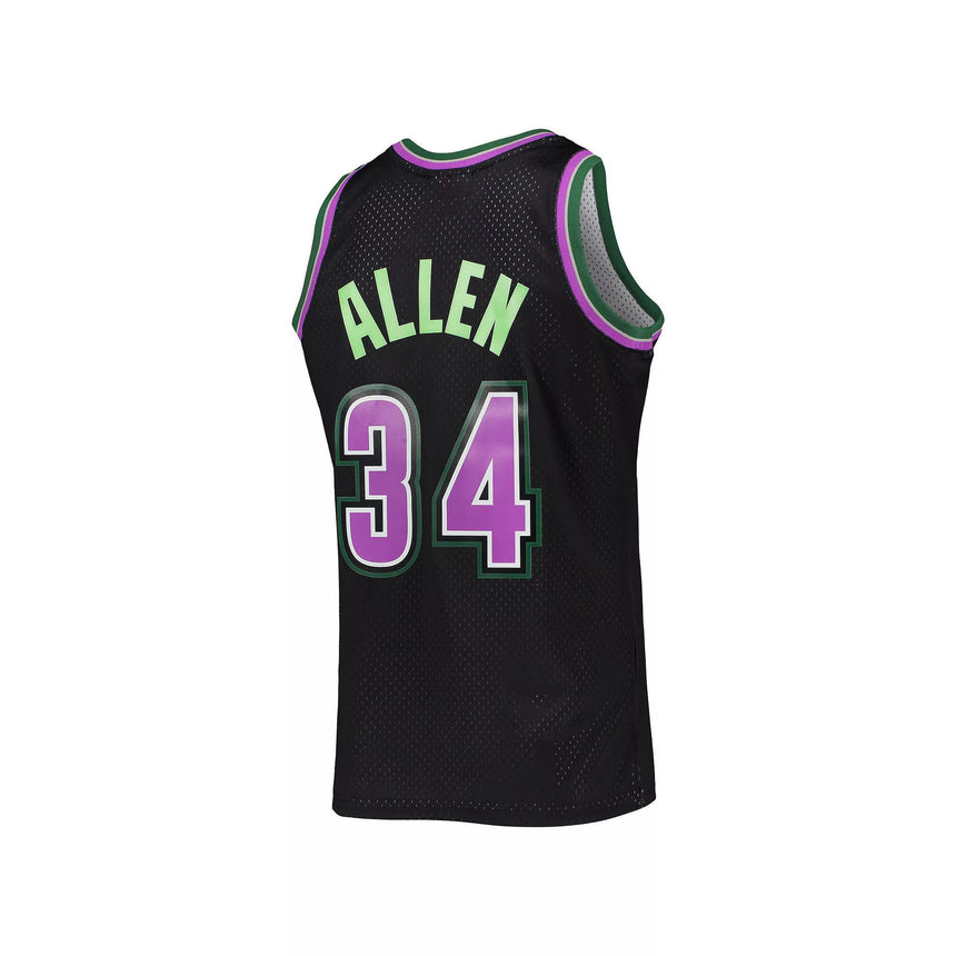 Men's Mitchell & Ness Ray Allen Black Milwaukee Bucks Hardwood Classics Reload 2.0 Swingman Jersey - vstockx