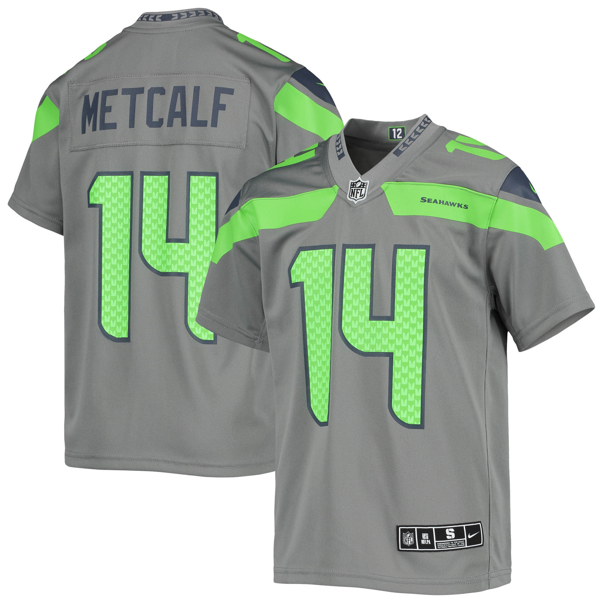 DK Metcalf Seattle Seahawks Nike Youth Inverted Team Game Jersey - Gray - vstockx