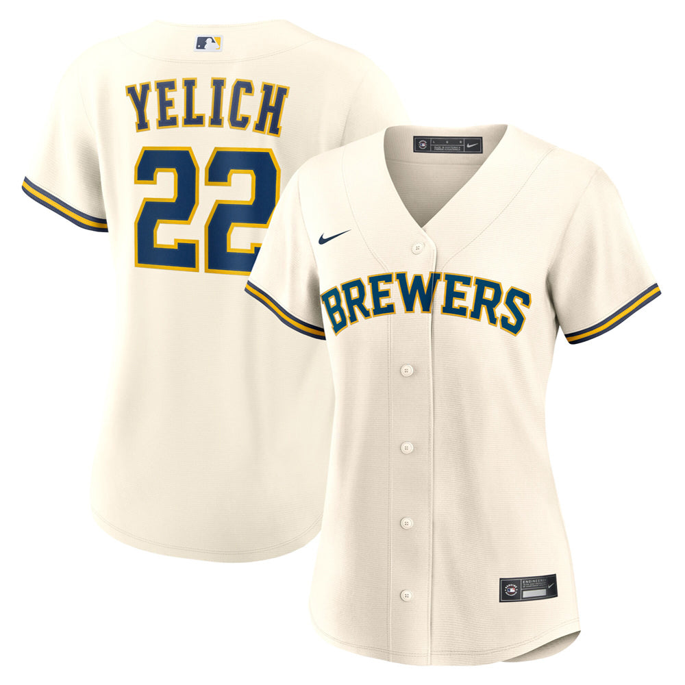 Women's Milwaukee Brewers Christian Yelich Home Player Jersey - Cream - vstockx