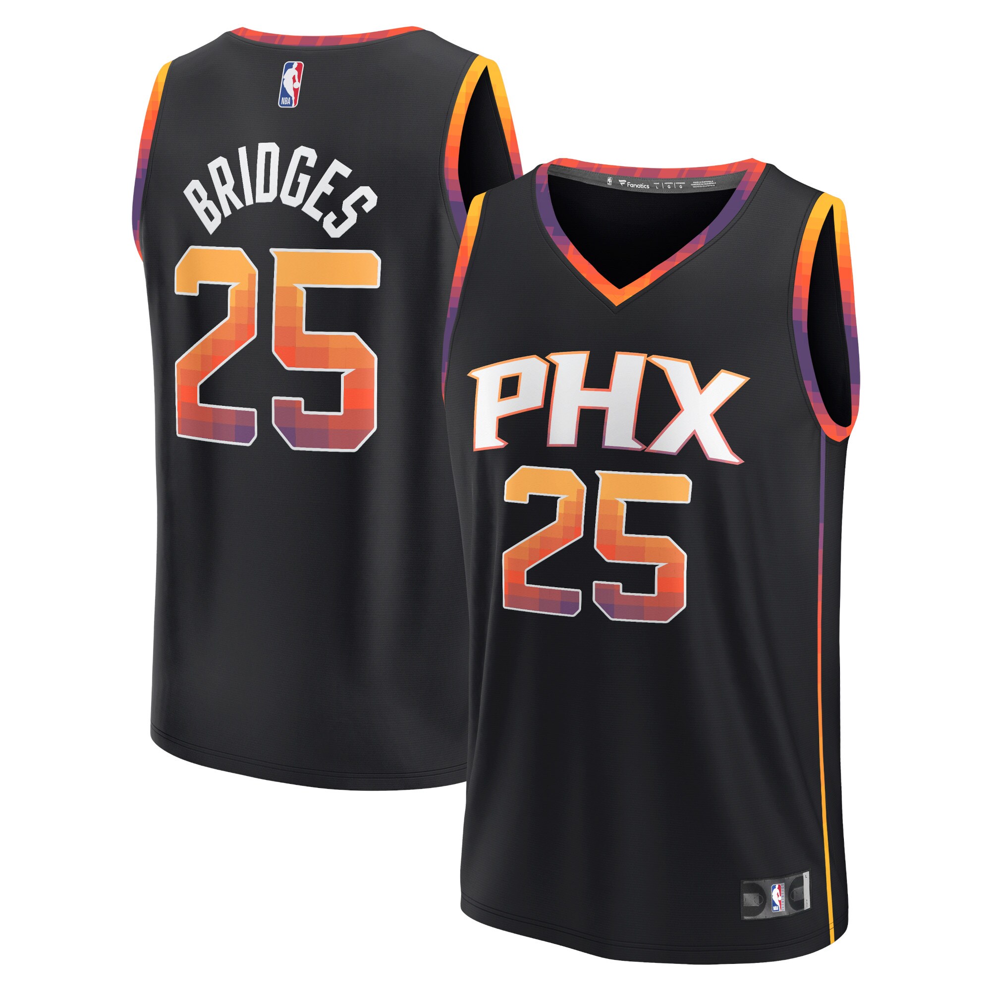 Mikal Bridges Phoenix Suns Fanatics Branded Fast Break Replica Player Jersey - Statement Edition - Black - vstockx