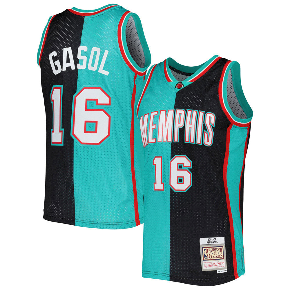 Youth Memphis Grizzlies Pau Gasol 2001-02 Hardwood Classic Jersey - Black/Turquoise - vstockx