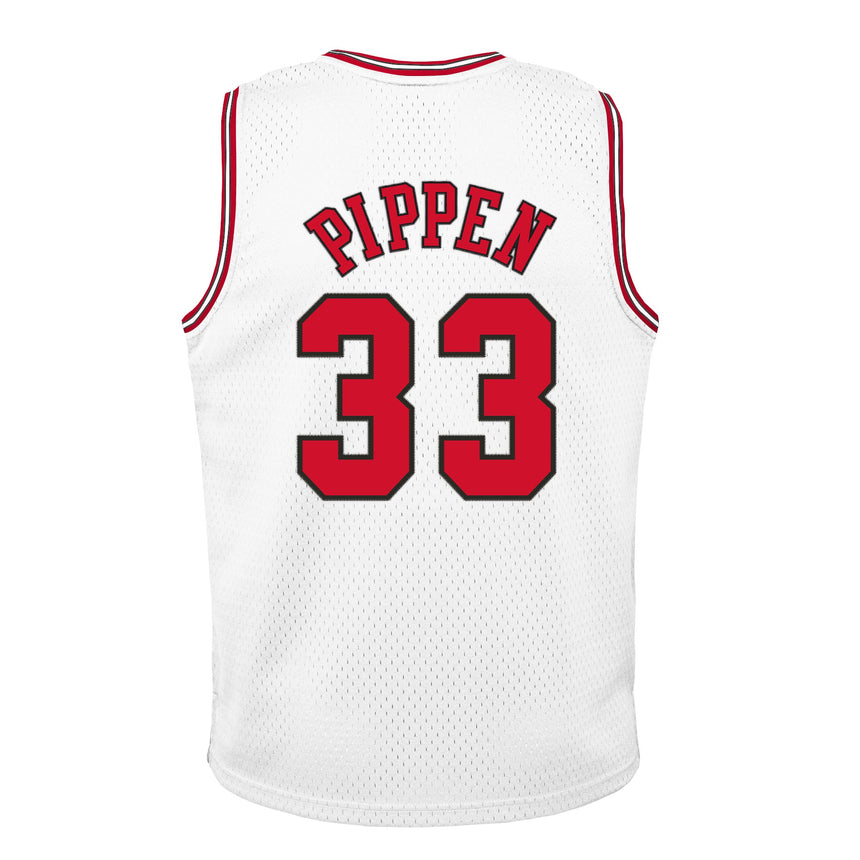 Youth Chicago Bulls Scottie Pippen Mitchell & Ness White Hardwood Classics Swingman Jersey - vstockx