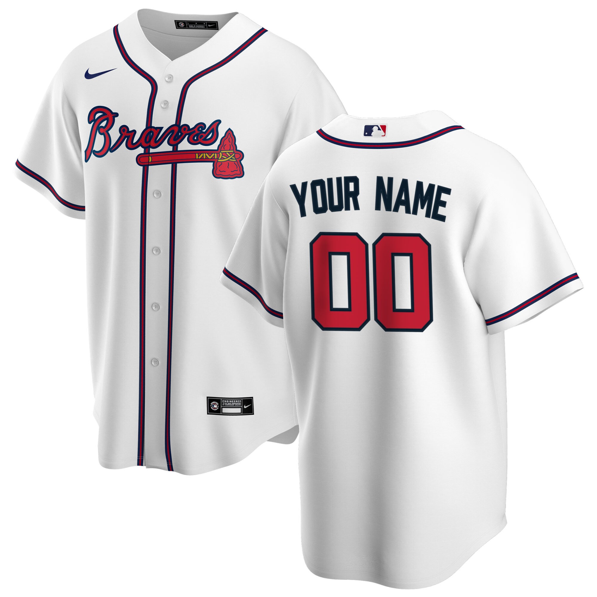 Atlanta Braves Nike Home Replica Custom Jersey - White - vstockx