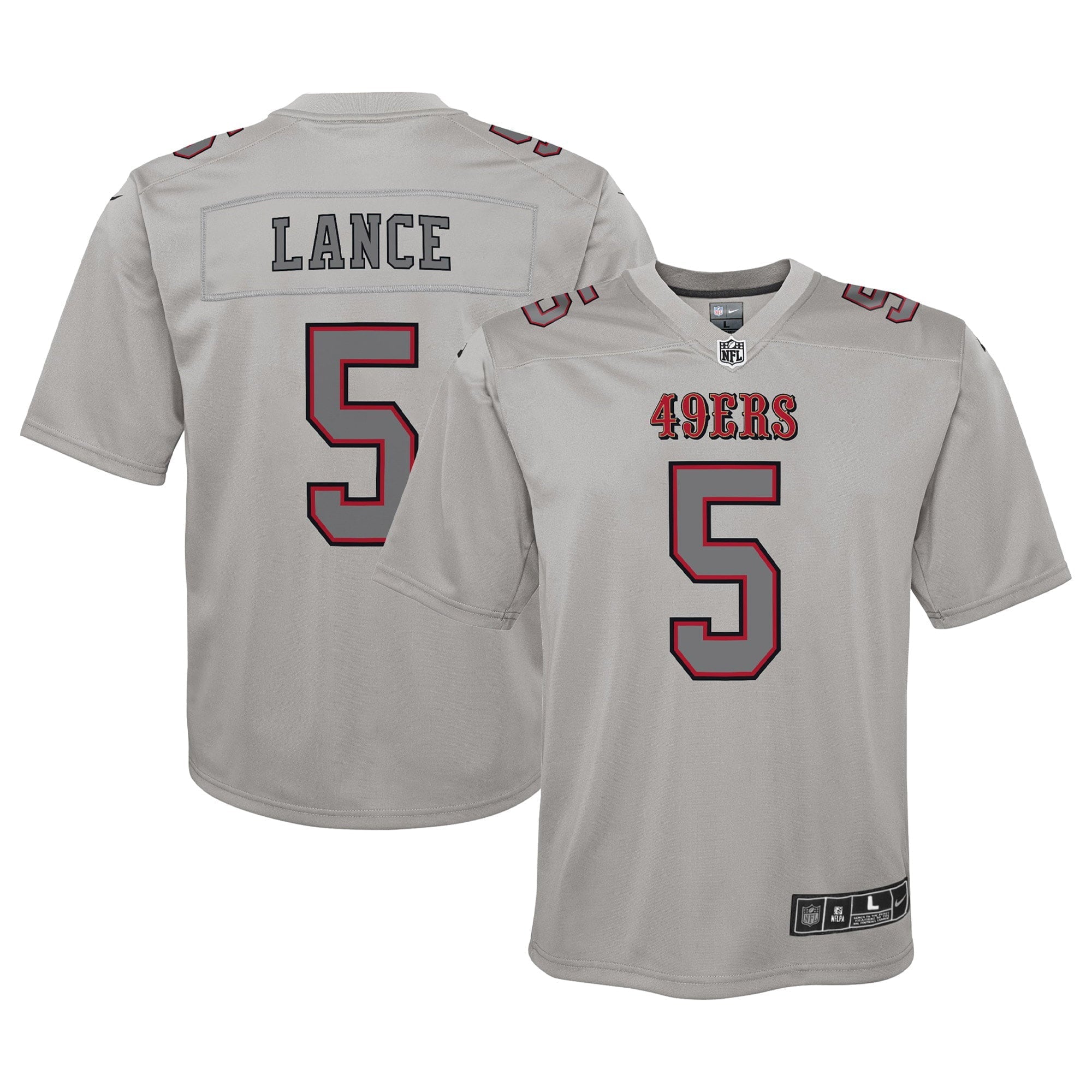 Youth Nike Trey Lance Gray San Francisco 49ers Atmosphere Game Jersey - vstockx