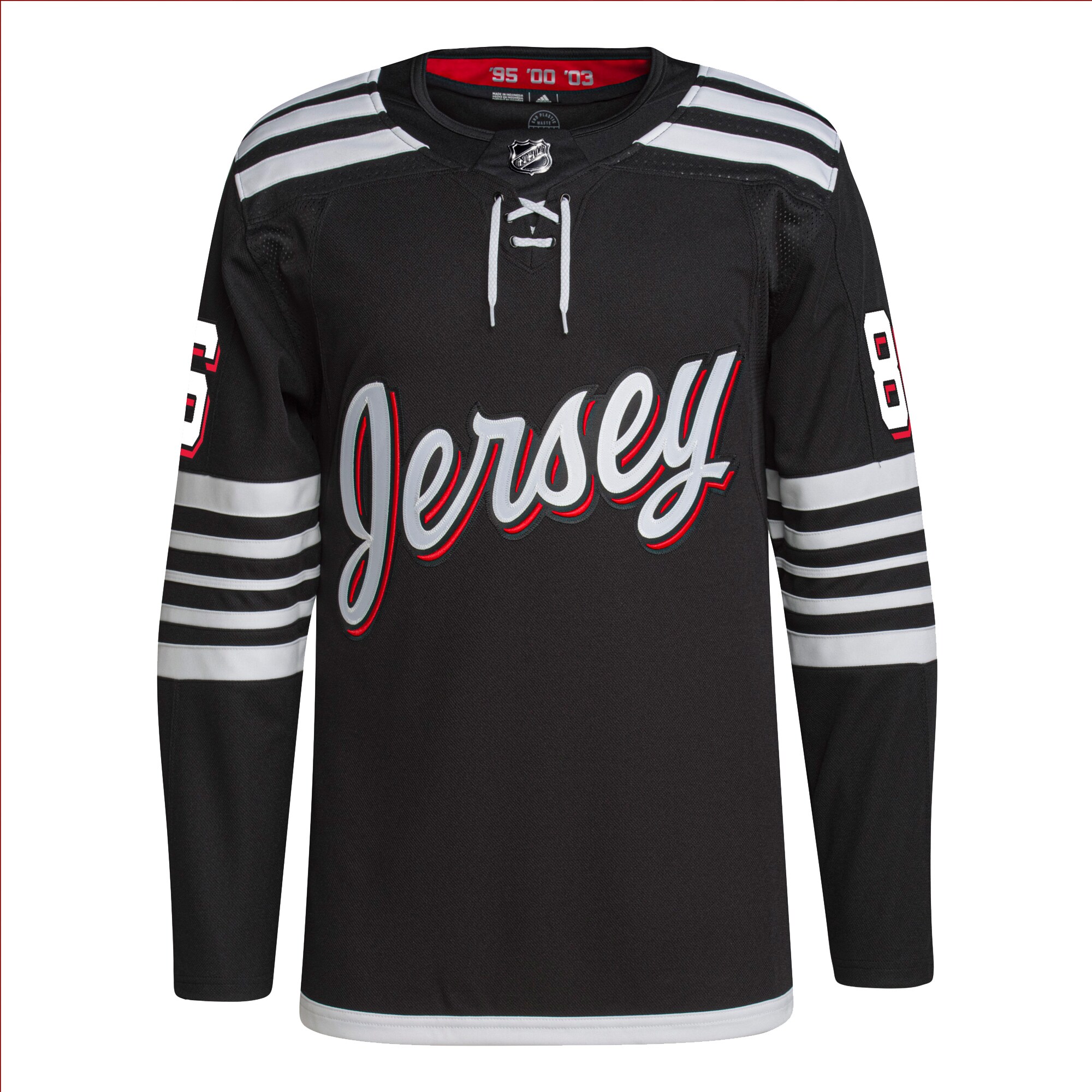 Jack Hughes New Jersey Devils adidas Alternate Primegreen Authentic Pro Player Jersey - Black - vstockx